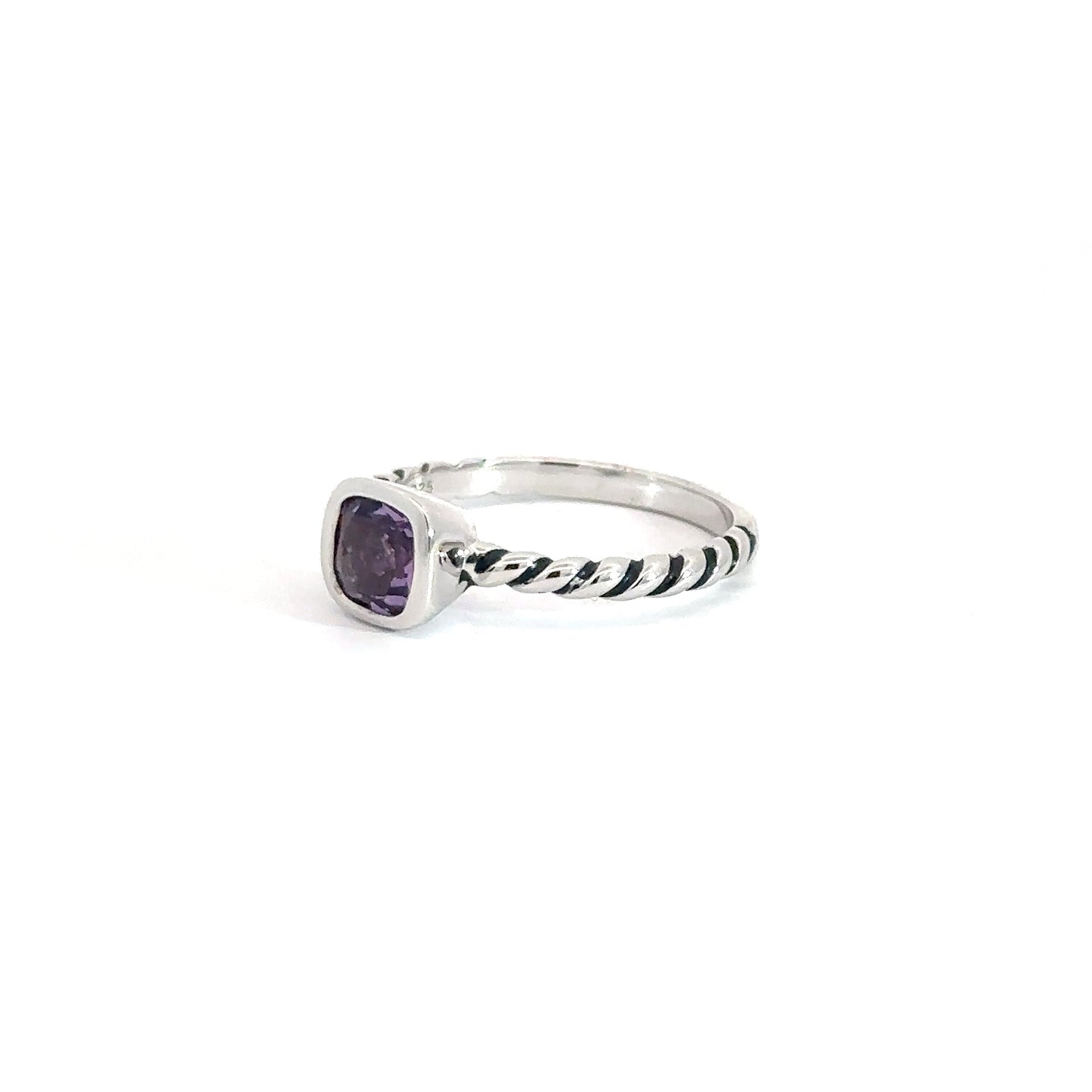 Sterling Silver Created Amethyst Ring