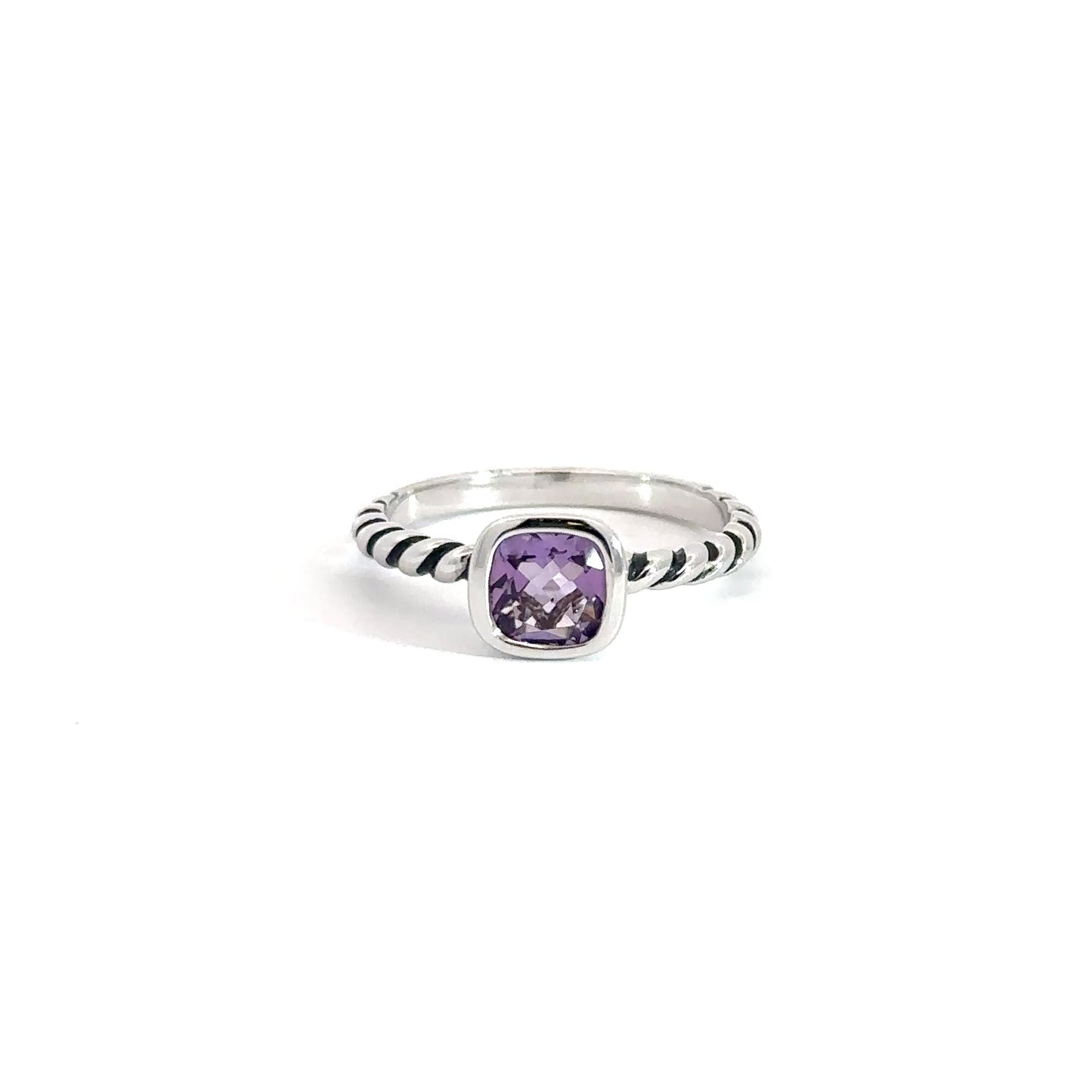 Sterling Silver Created Amethyst Ring