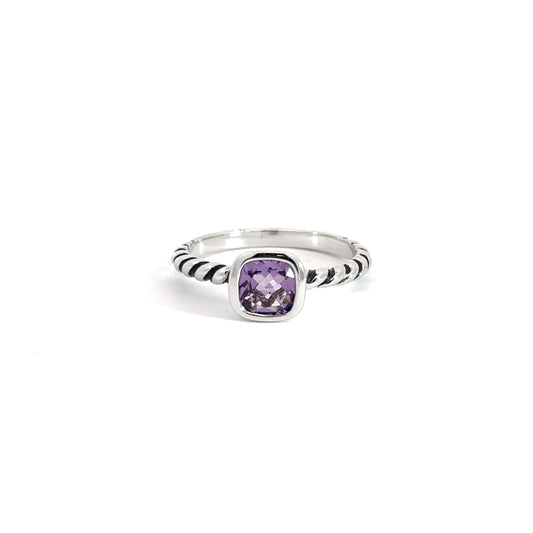 Sterling Silver Created Amethyst Ring