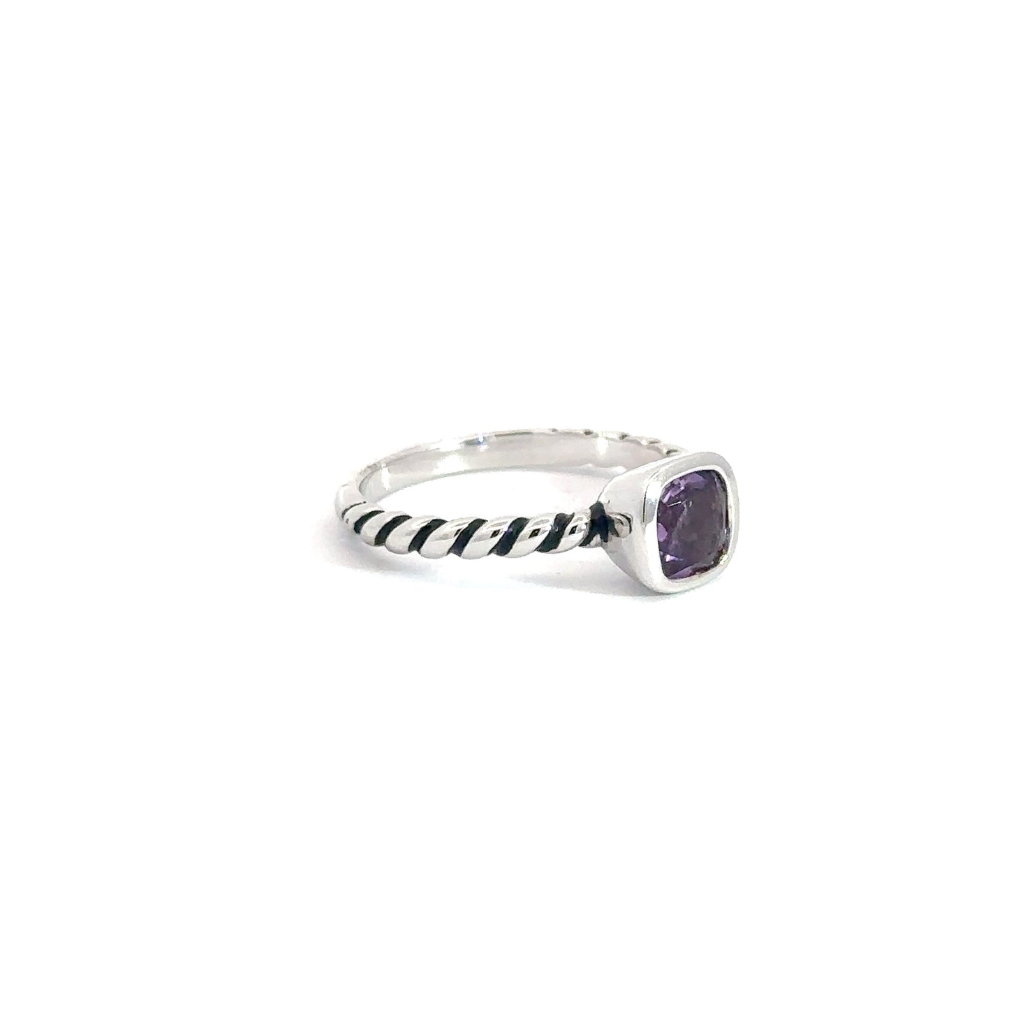 Sterling Silver Created Amethyst Ring