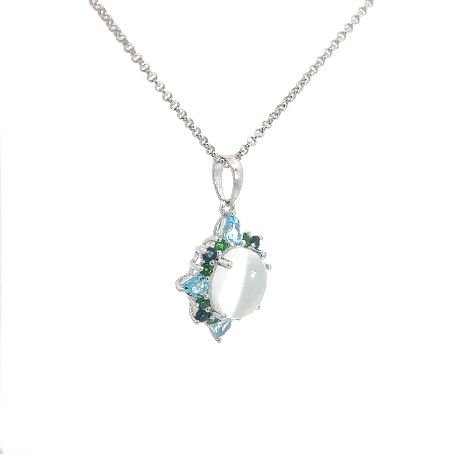 Sterling Silver Moonstone Multi-Stone Pendant