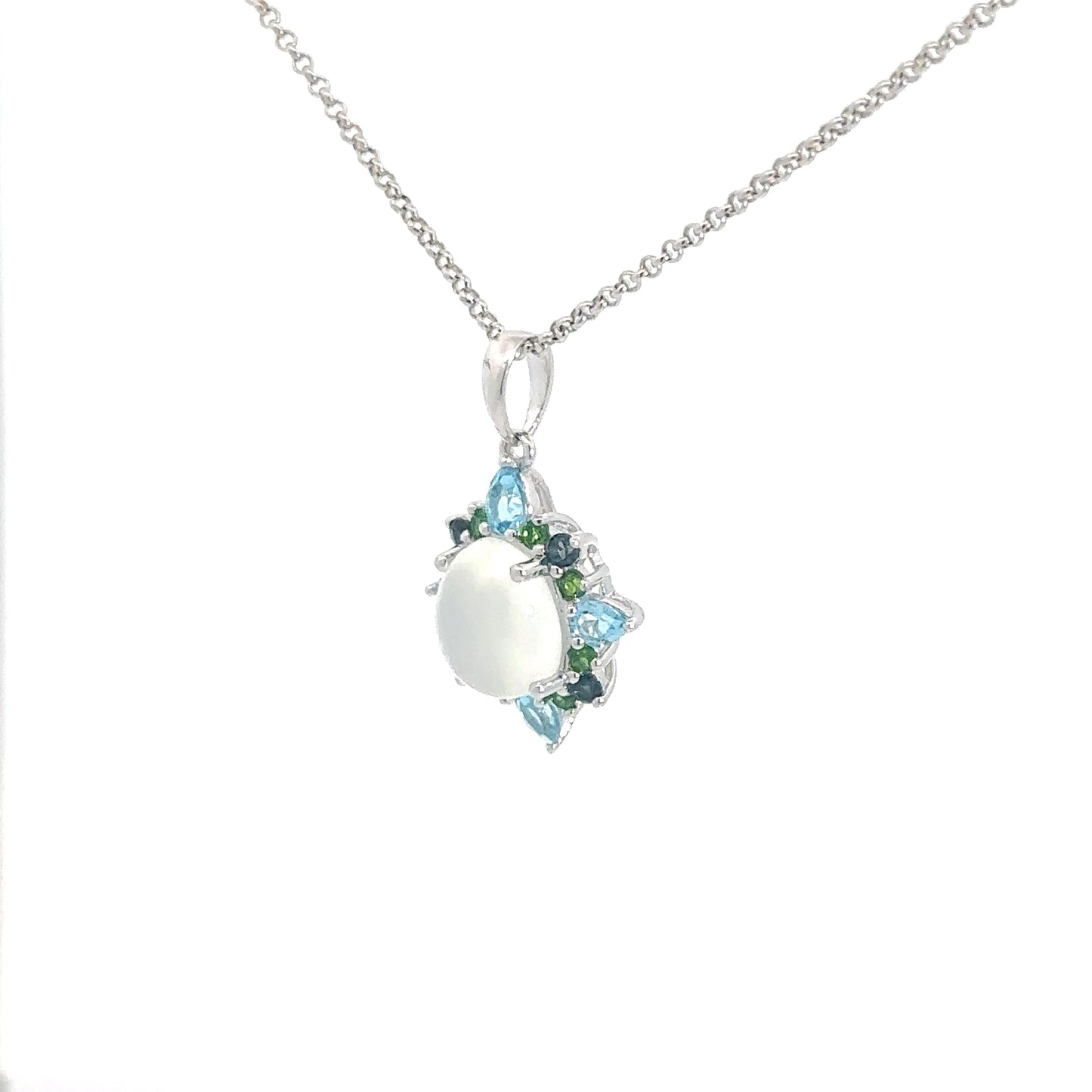 Sterling Silver Moonstone Multi-Stone Pendant