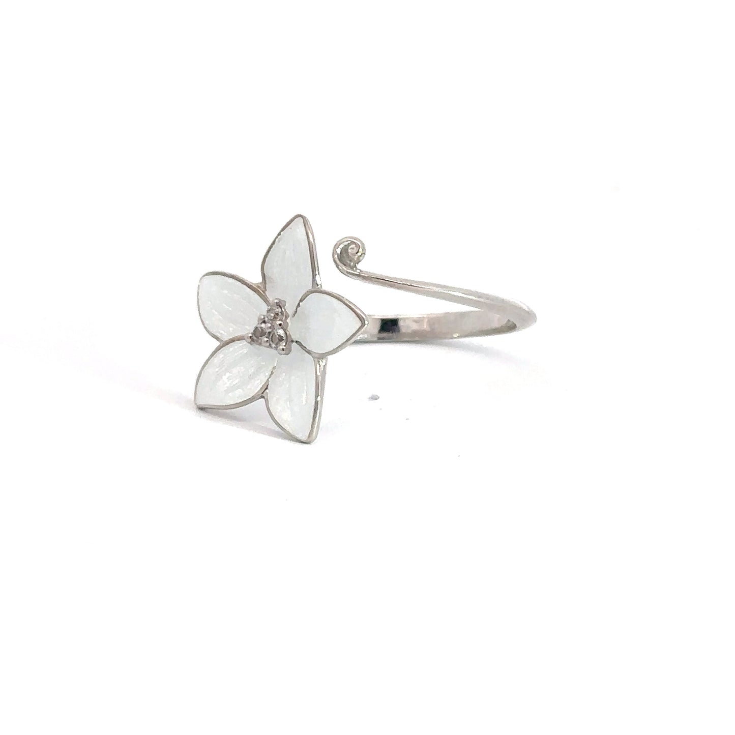 Sterling Silver Hand Enameled Flower RIng