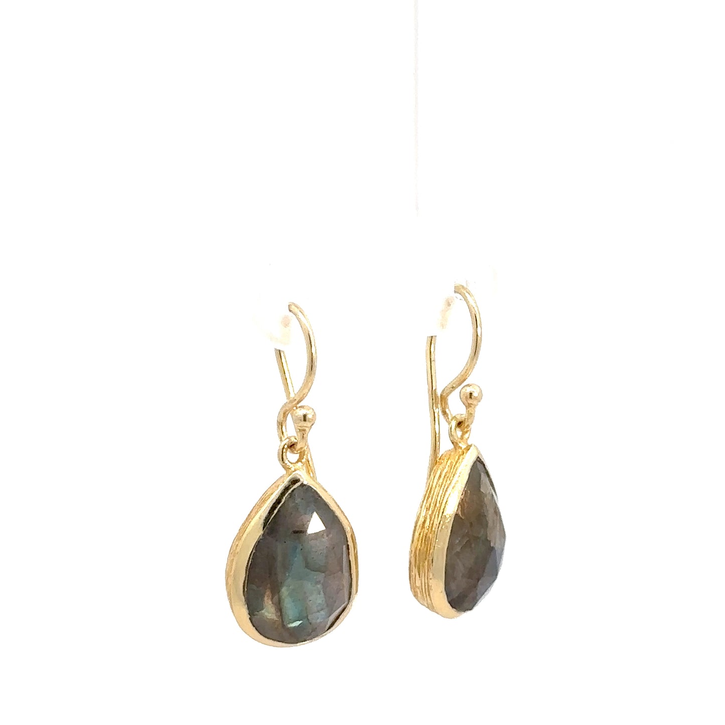 Yellow Gold Labradorite Earrings