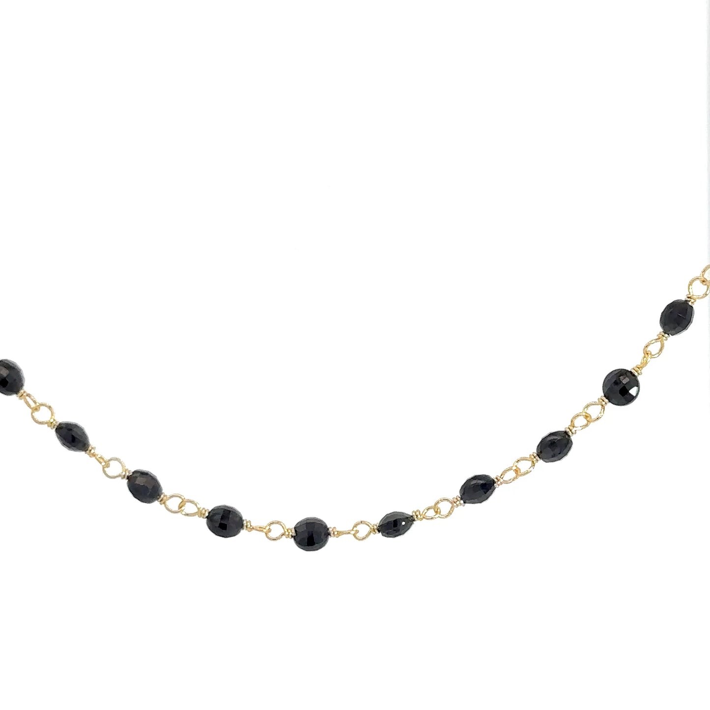 Sterling Silver Yellow Gold Plated Black Labradorite Necklace 18"