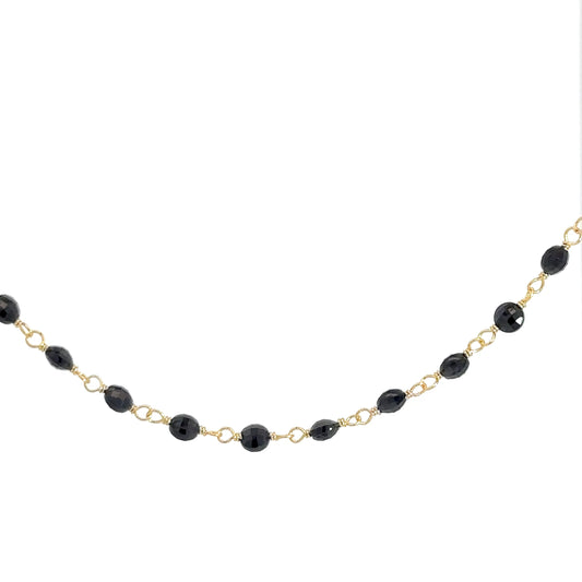 Sterling Silver Yellow Gold Plated Black Labradorite Necklace 18"