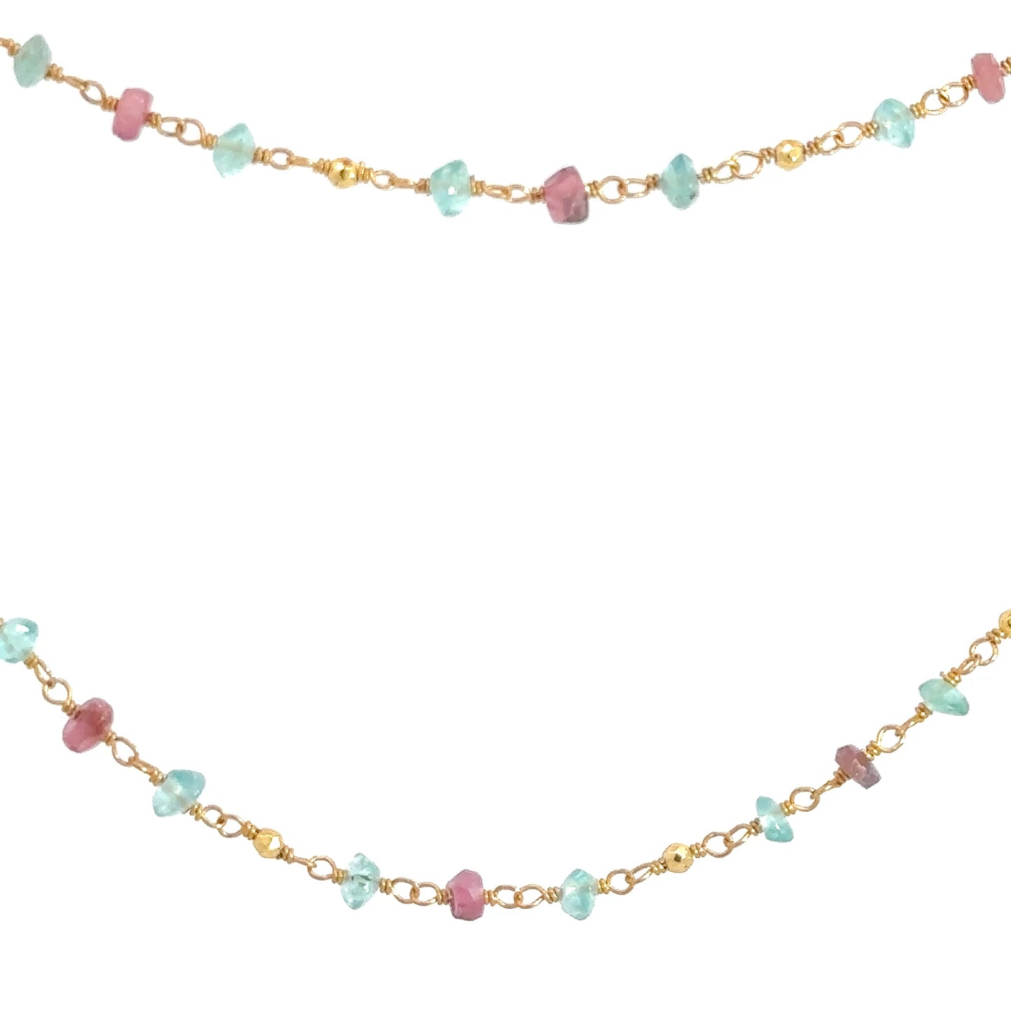 Yellow Gold Plated Multi-Colored Glass Beaded Necklace