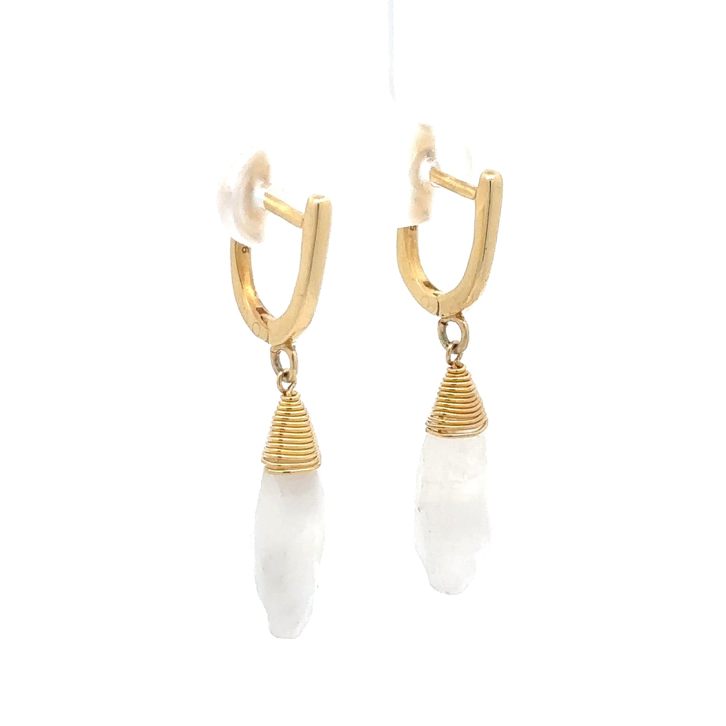 Yellow Gold Plated Moonstone Dangle Earrings