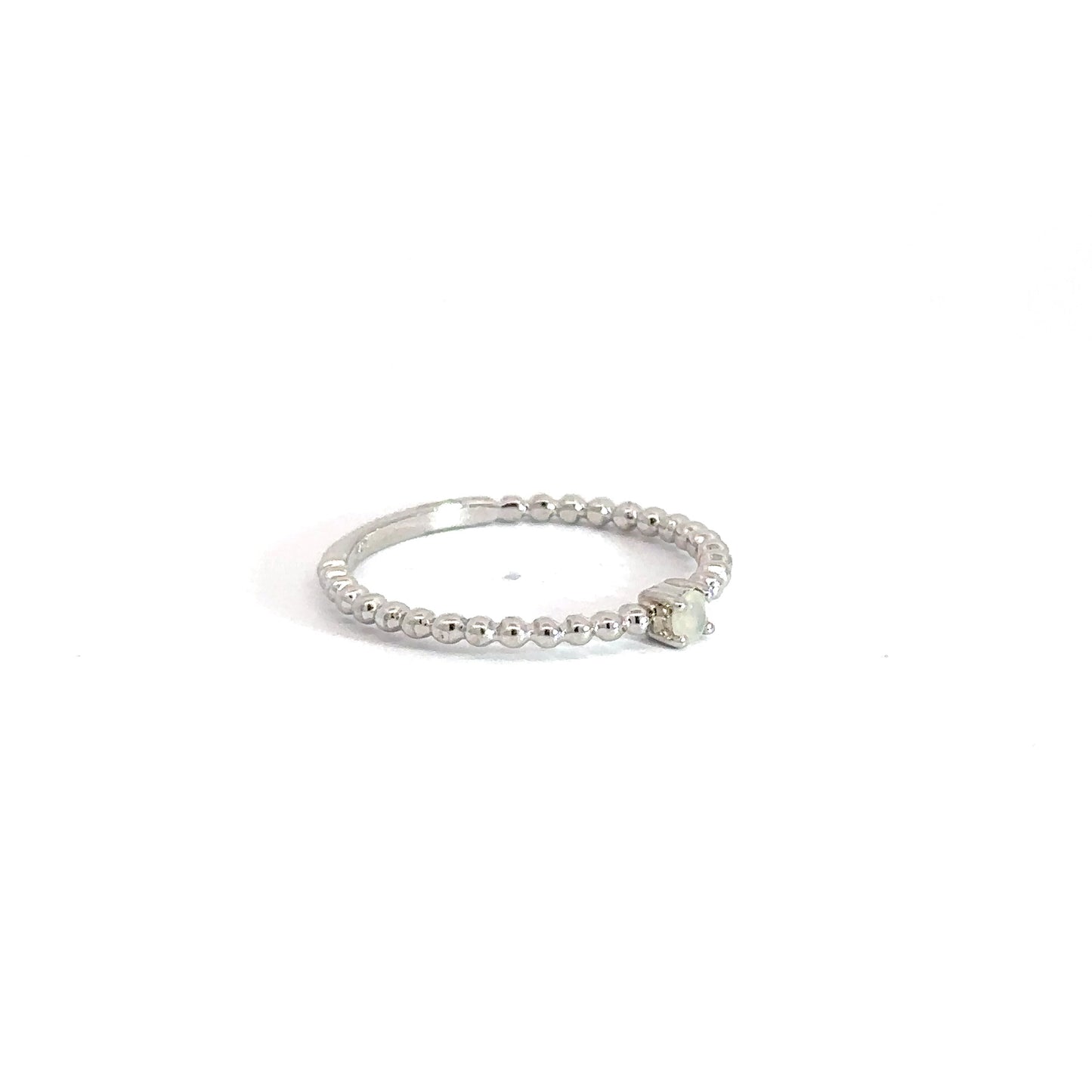 Sterling Silver Moonstone Beaded Ring