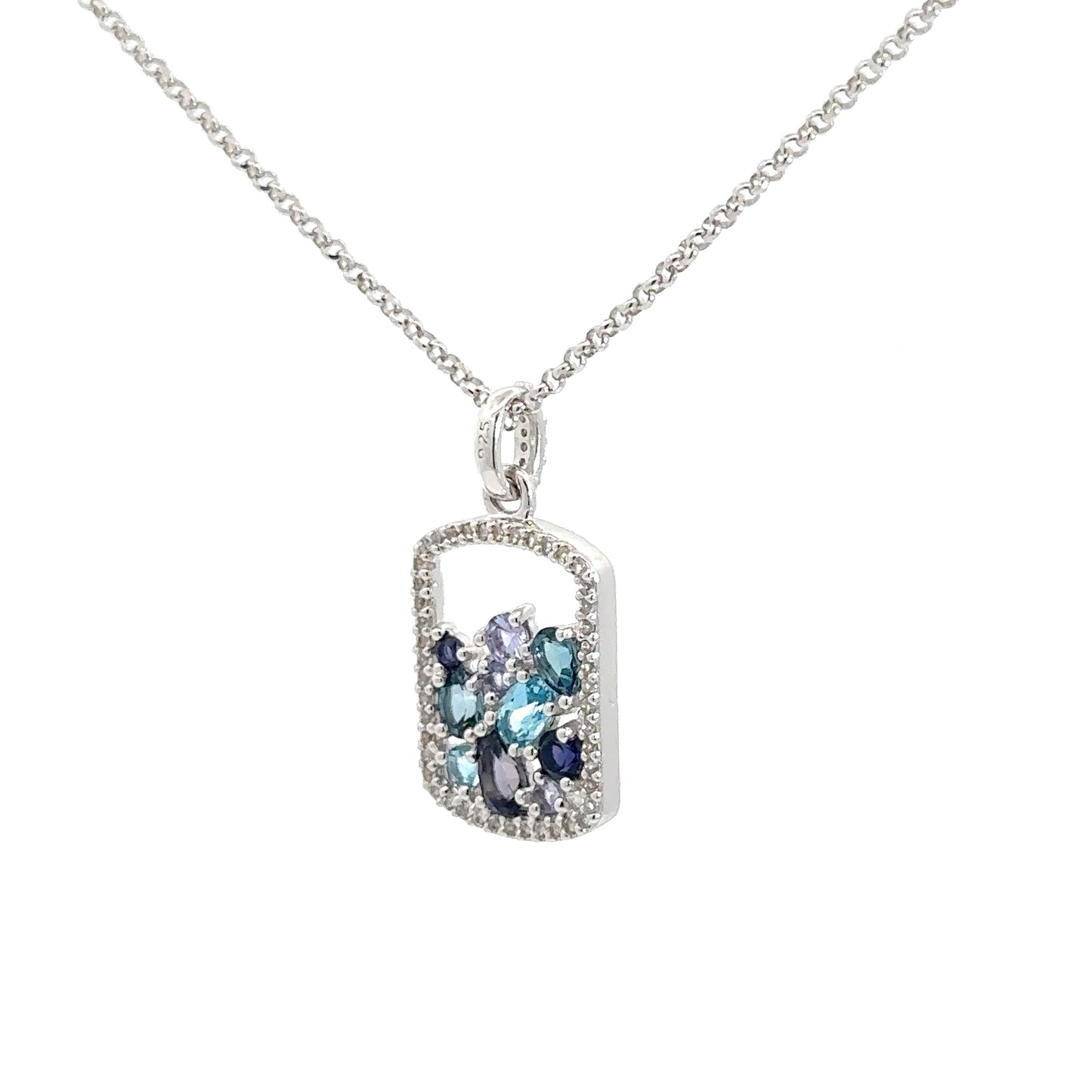 Sterling Silver Multi- Color Cubic Zirconia Pendant