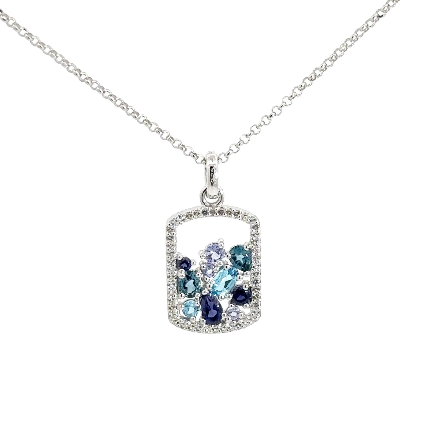 Sterling Silver Multi- Color Cubic Zirconia Pendant