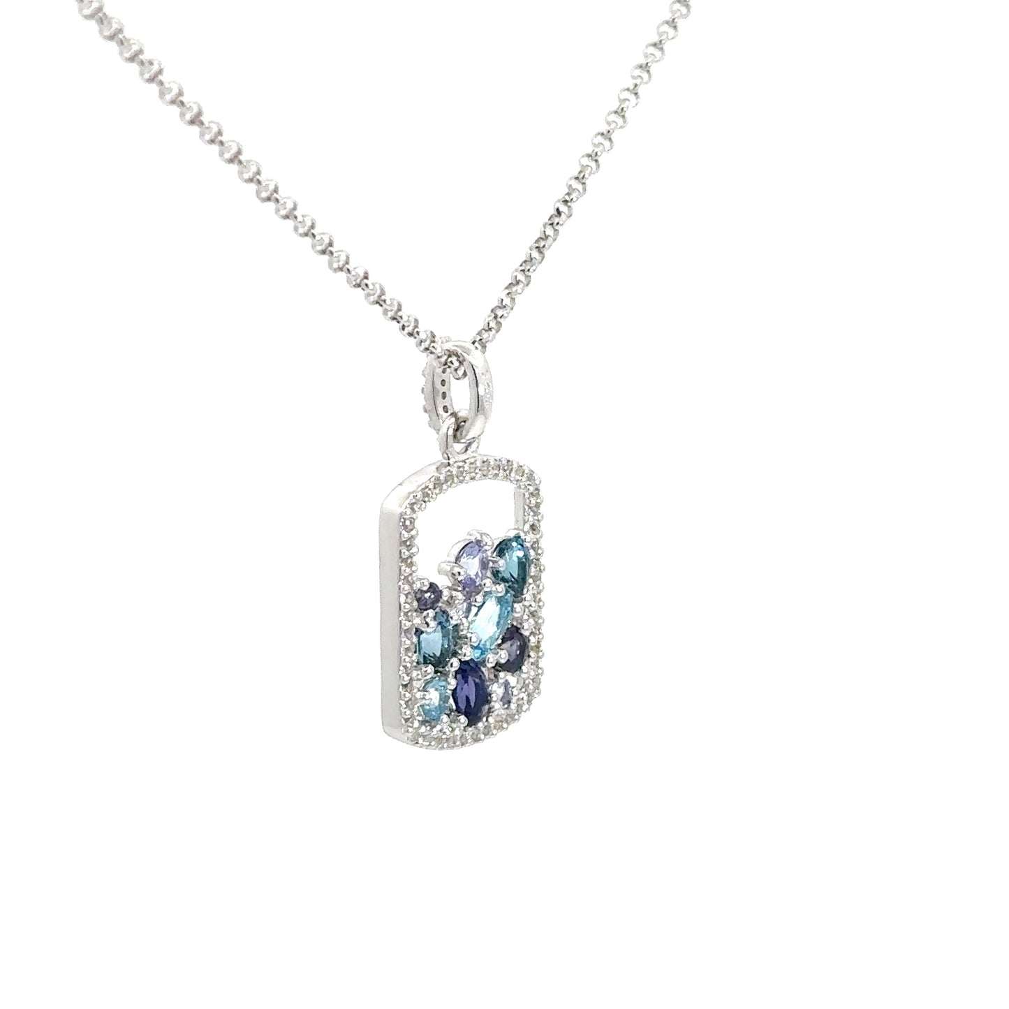 Sterling Silver Multi- Color Cubic Zirconia Pendant