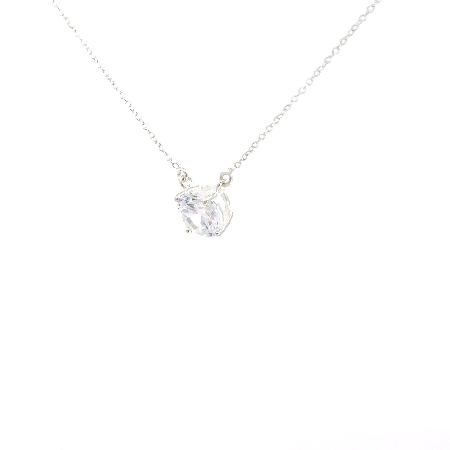 Sterling SIlver Stationary Cubic Zirconia Pendant