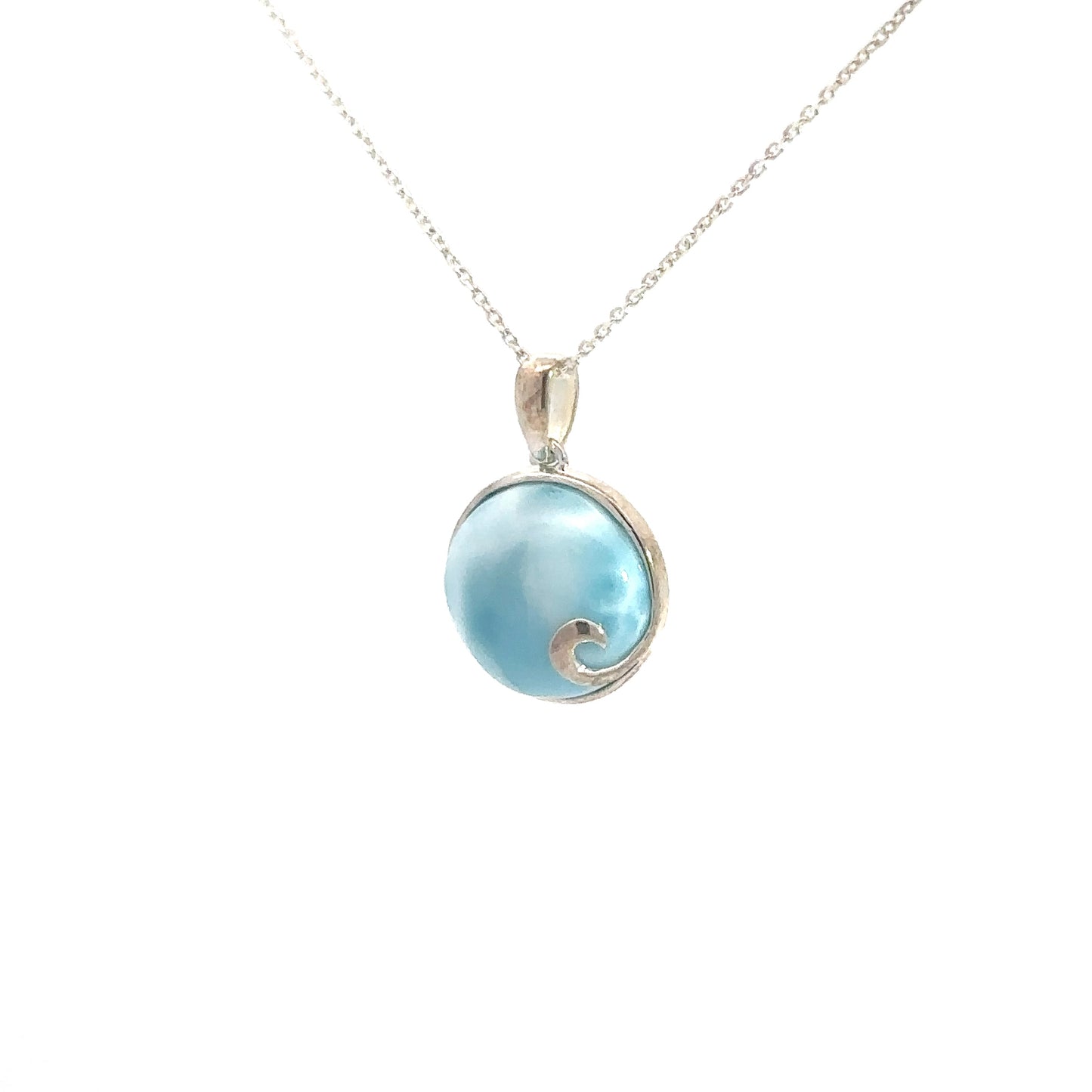 Sterling Silver Round Larimar Pendant