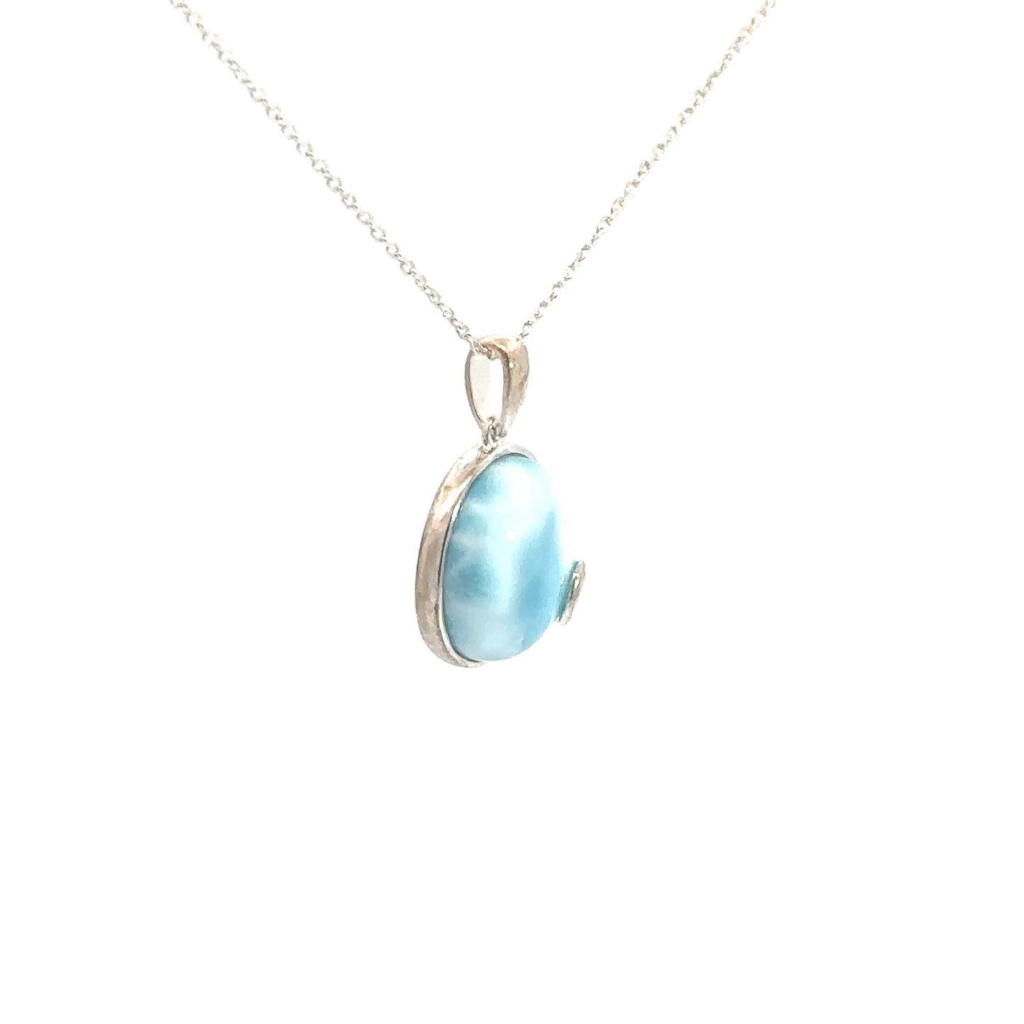 Sterling Silver Round Larimar Pendant