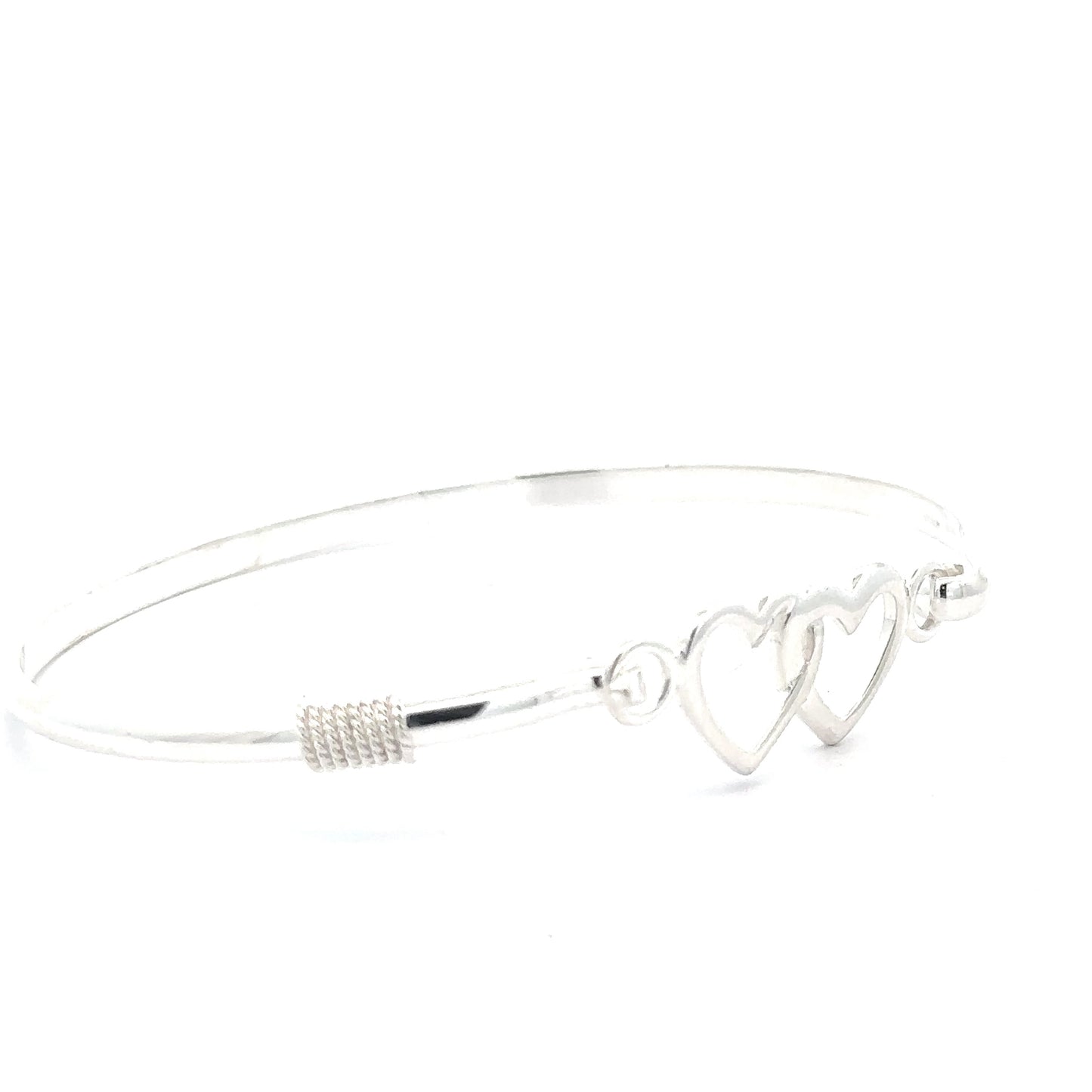 Sterling Silver Double Heart Bangle