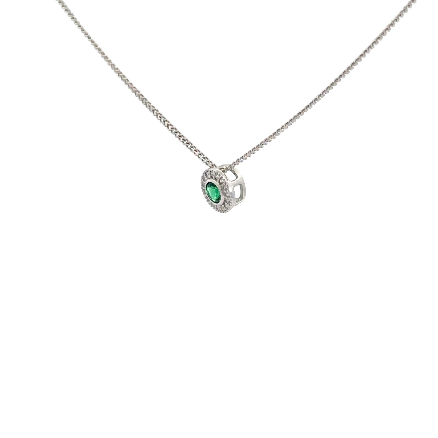 Sterling Silver Synthetic Emerald Pendant