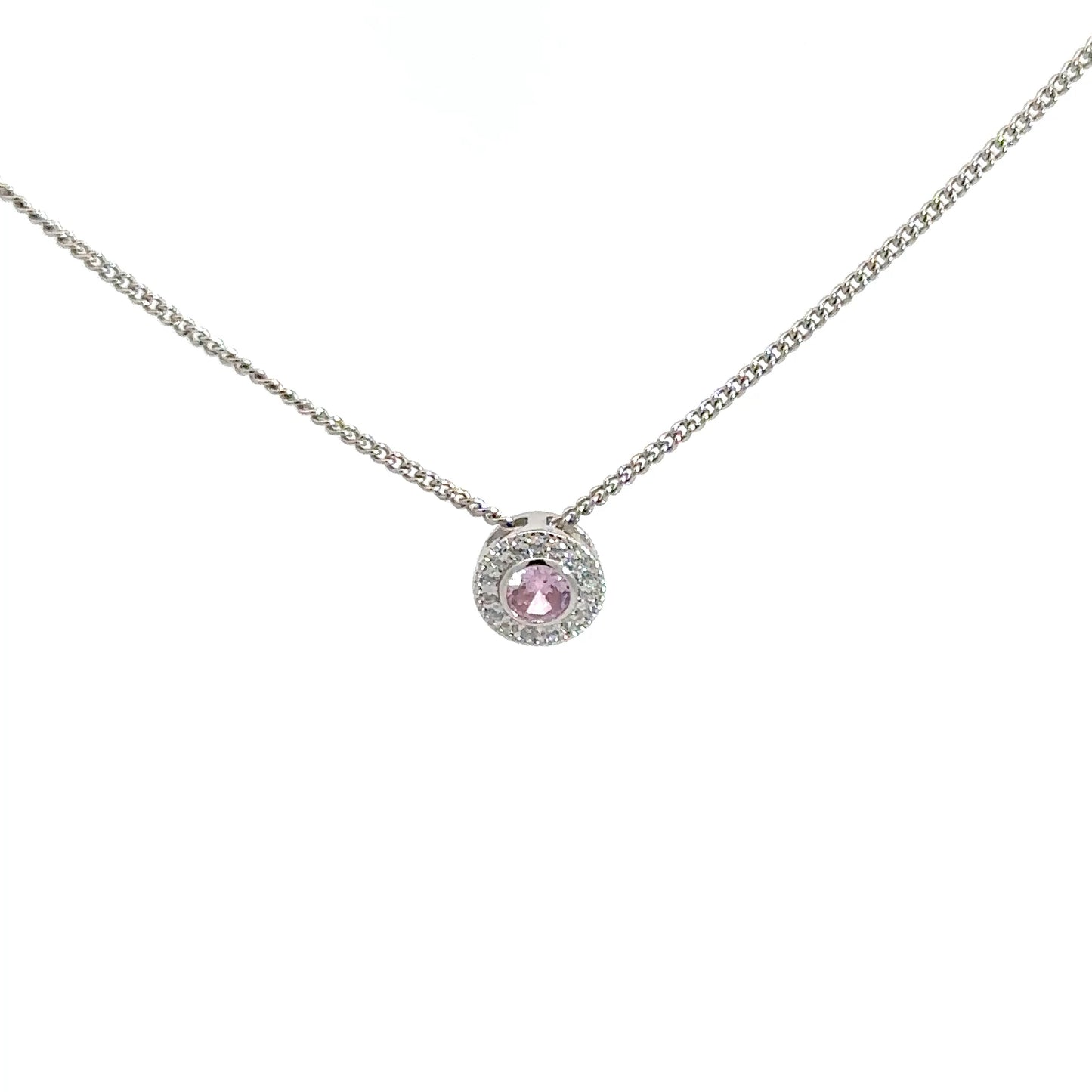 Sterling Silver Pink Cubic Zirconia Pendant