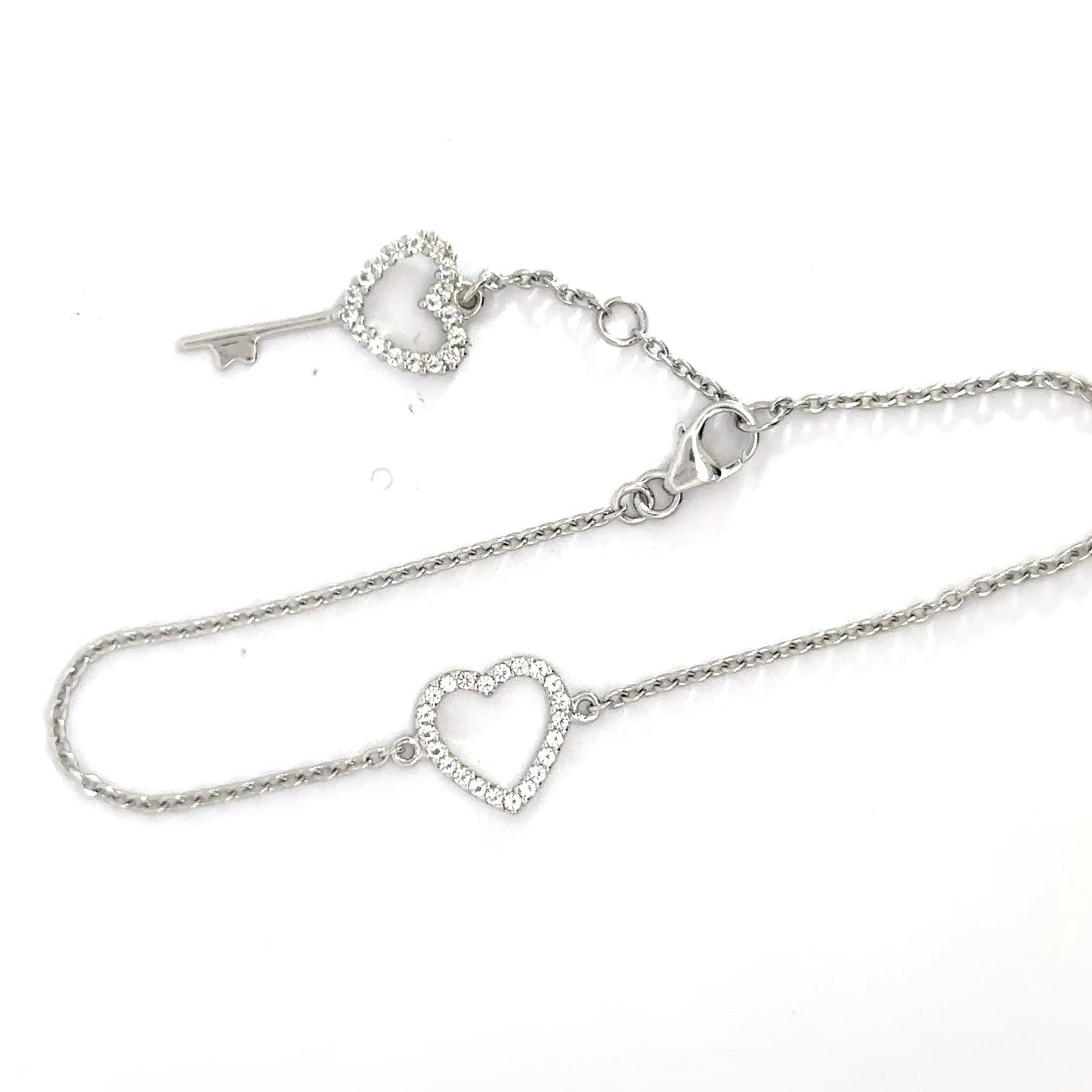 Sterling Silver Heart & Key Bracelet