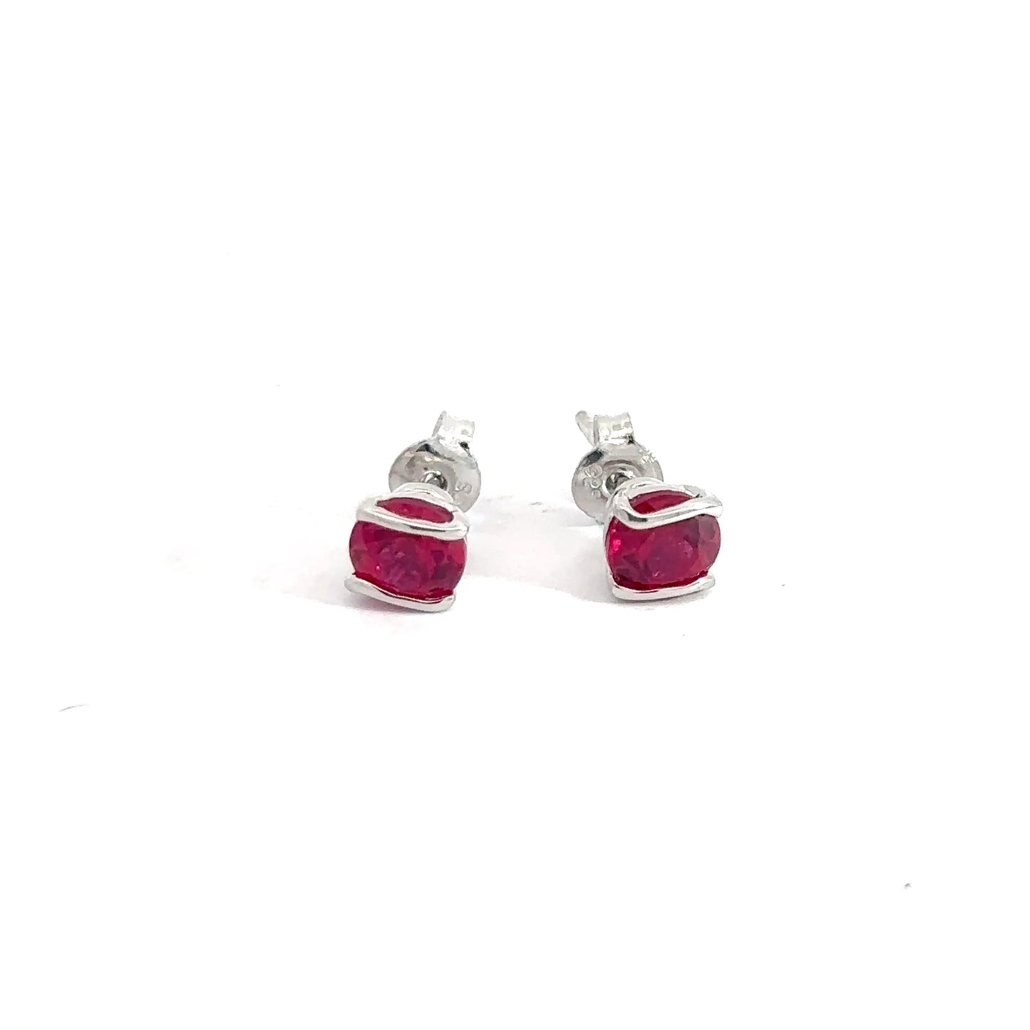Sterling Silver Synthetic Ruby Earrings