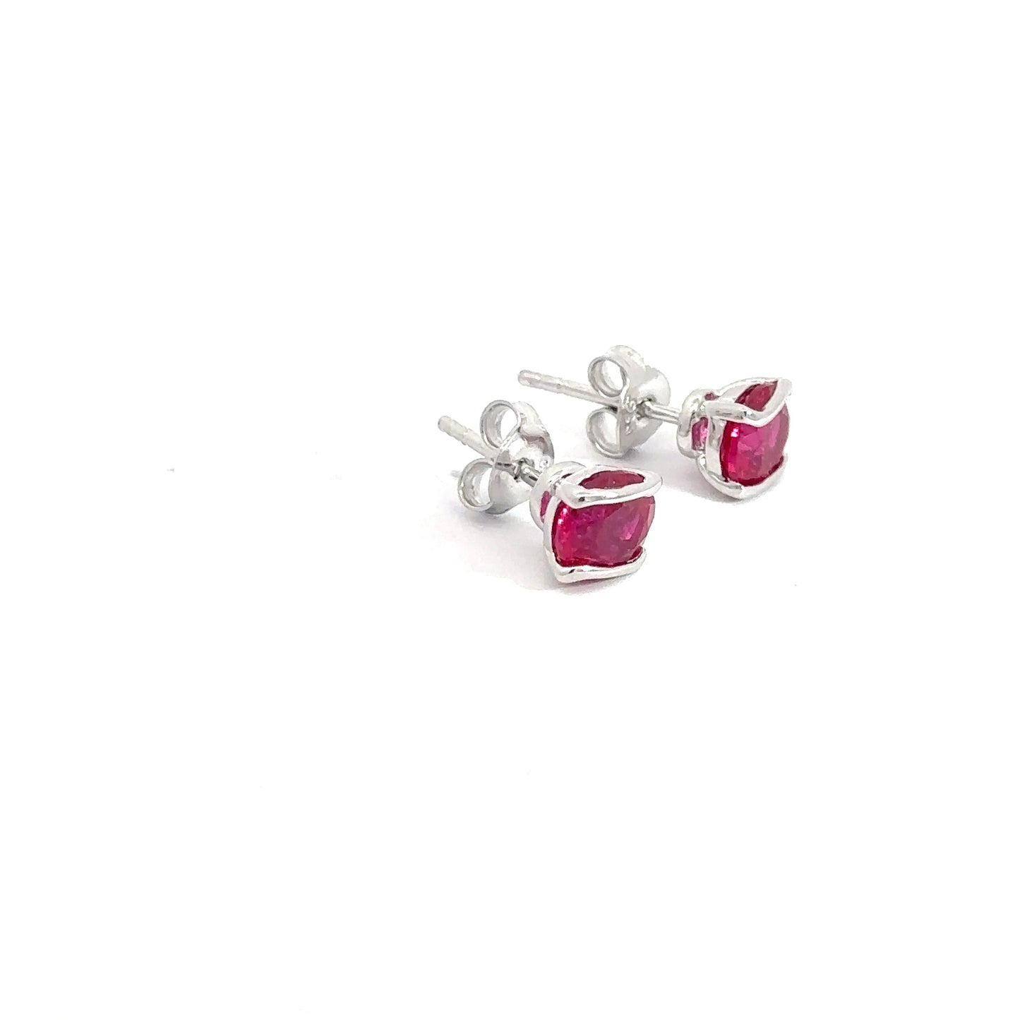 Sterling Silver Synthetic Ruby Earrings