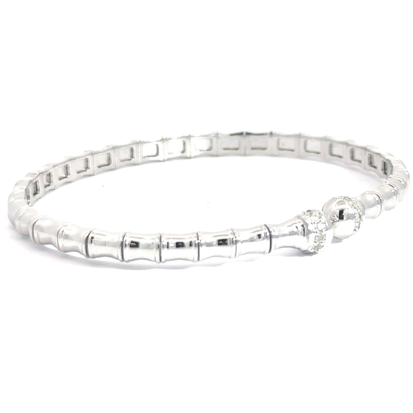 Sterling Silver Flexi-Bangle with White topaz