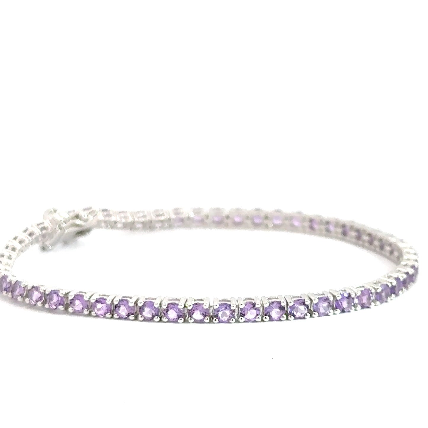 Sterling Silver Amethyst Line Bracelet