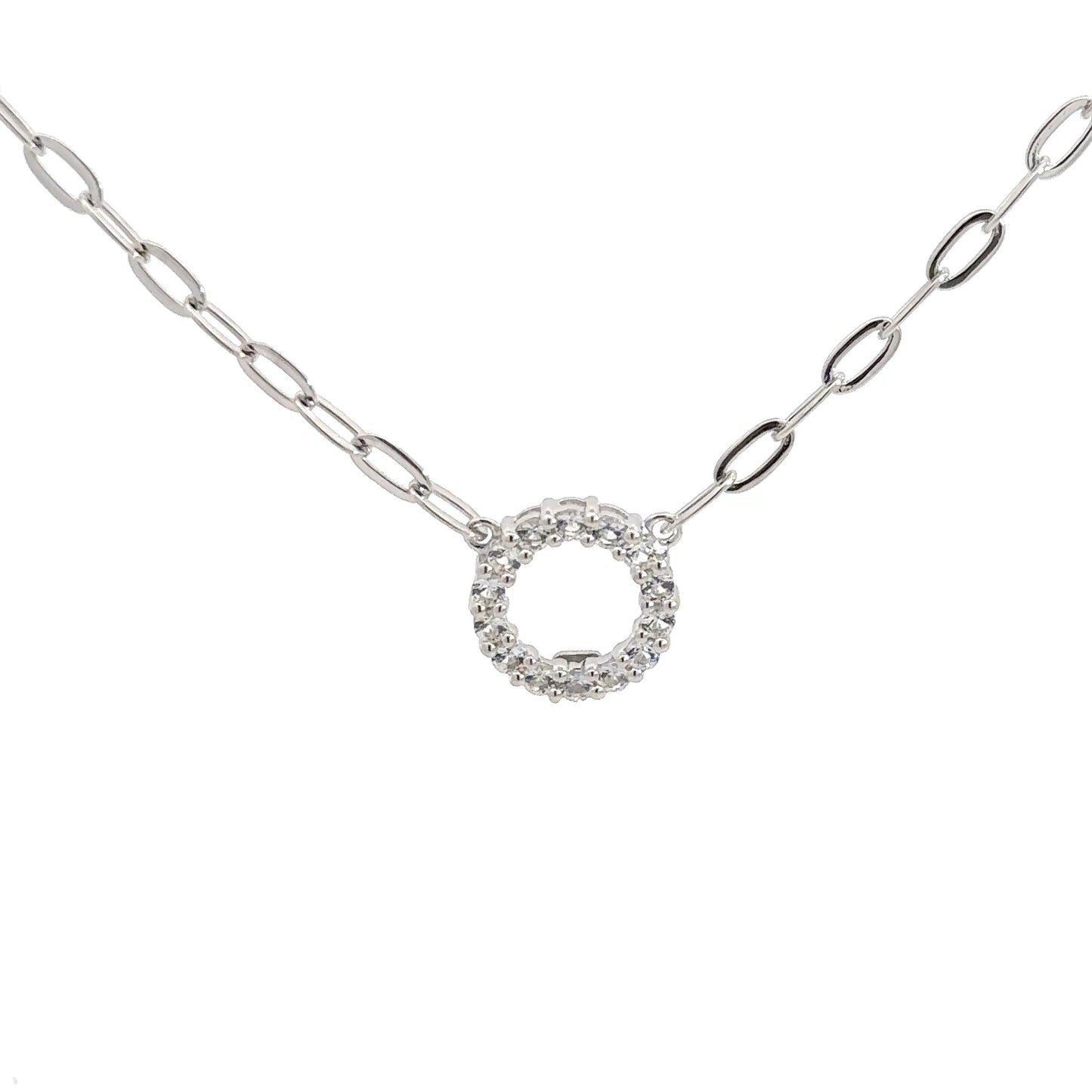 Sterling Silver Cubic Zirconia Circle Pendant