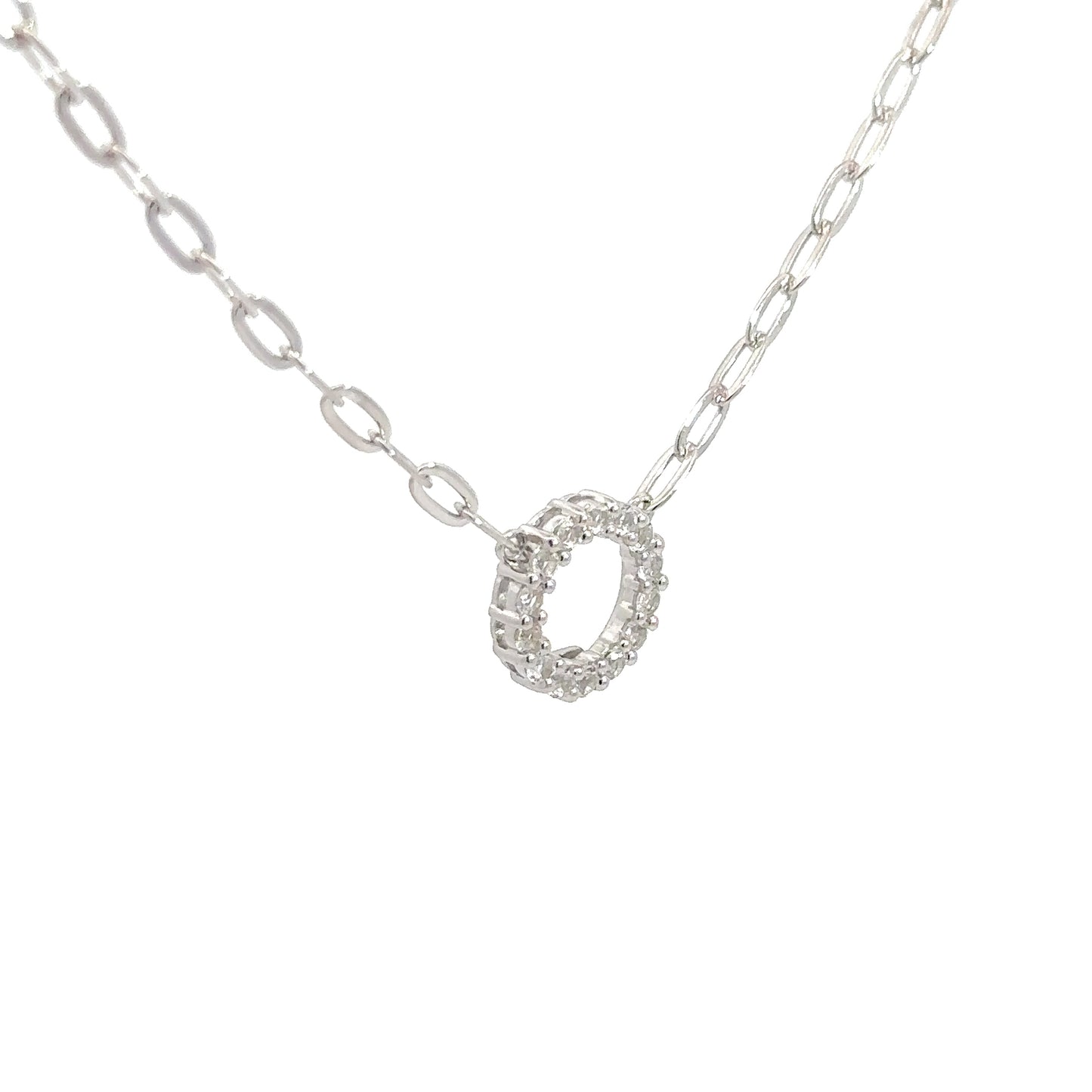 Sterling Silver Cubic Zirconia Circle Pendant
