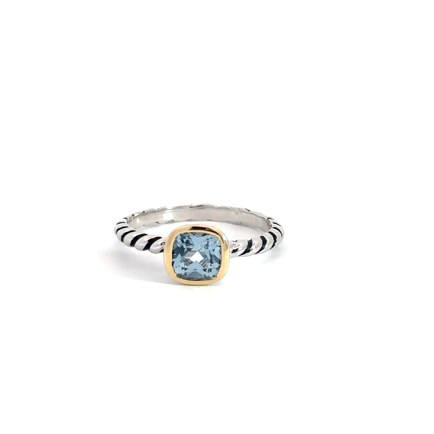 Sterling Silver& Yellow Gold Plated Aquamarine Ring
