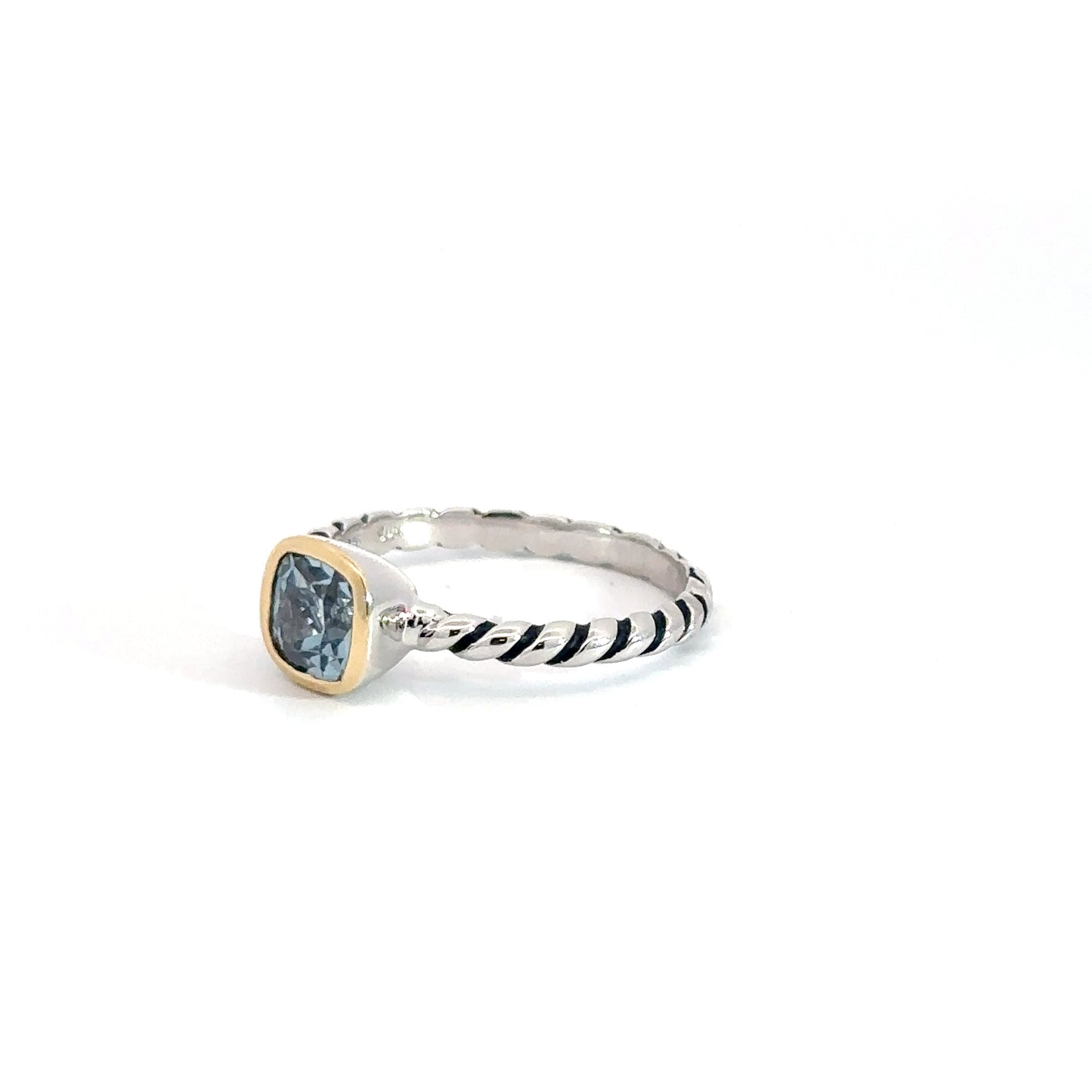 Sterling Silver& Yellow Gold Plated Aquamarine Ring