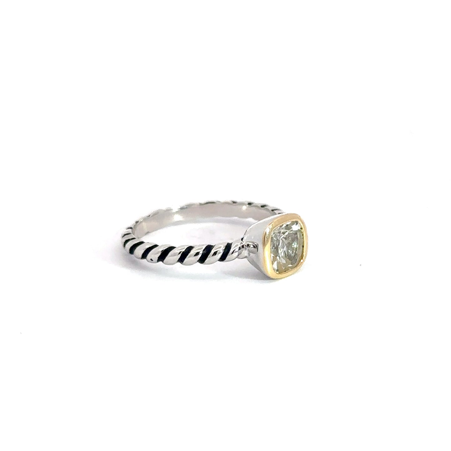 Sterling Silver & Yellow Gold Plated White Topaz Ring