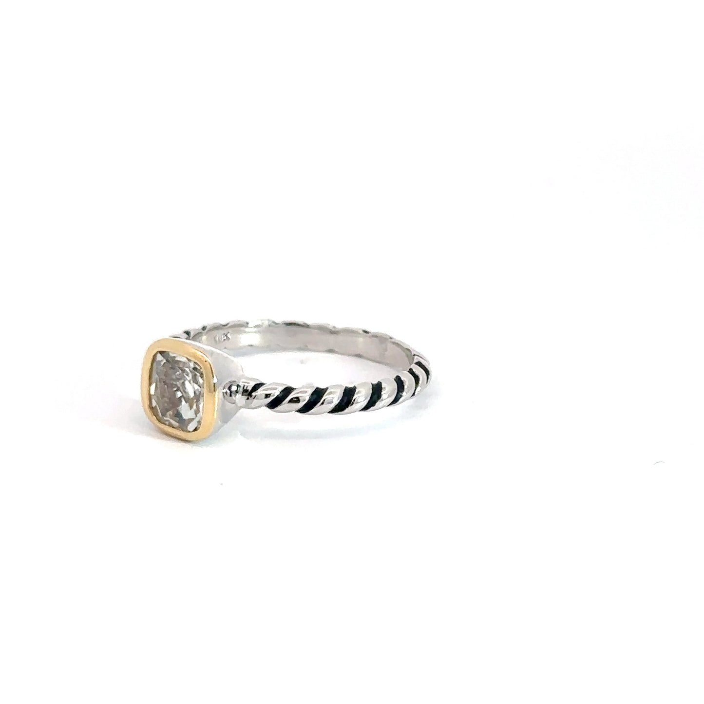Sterling Silver & Yellow Gold Plated White Topaz Ring