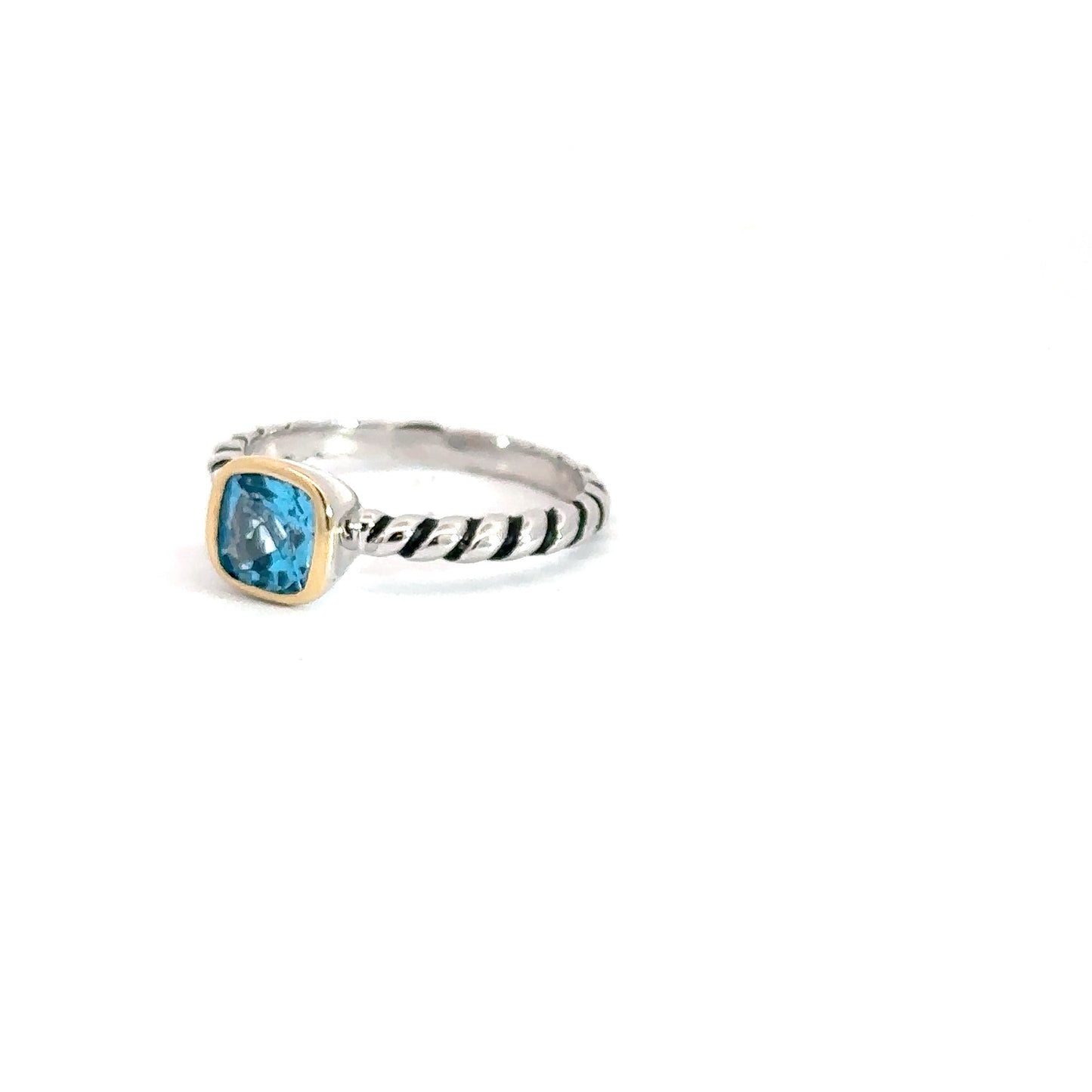 Sterling Silver & Yellow Gold Plated Blue Topaz Ring