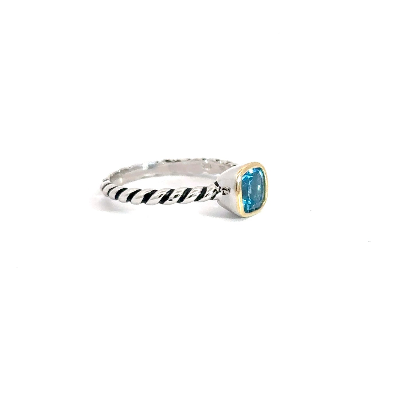 Sterling Silver & Yellow Gold Plated Blue Topaz Ring