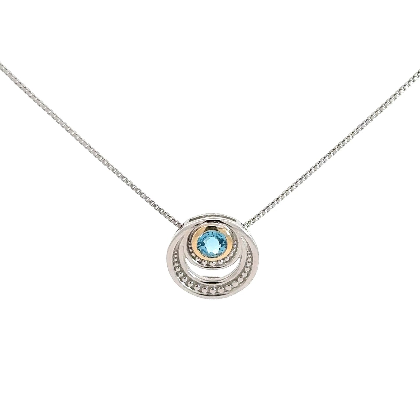 Sterling Silver 18k Yellow Gold Blue Topaz Pendant