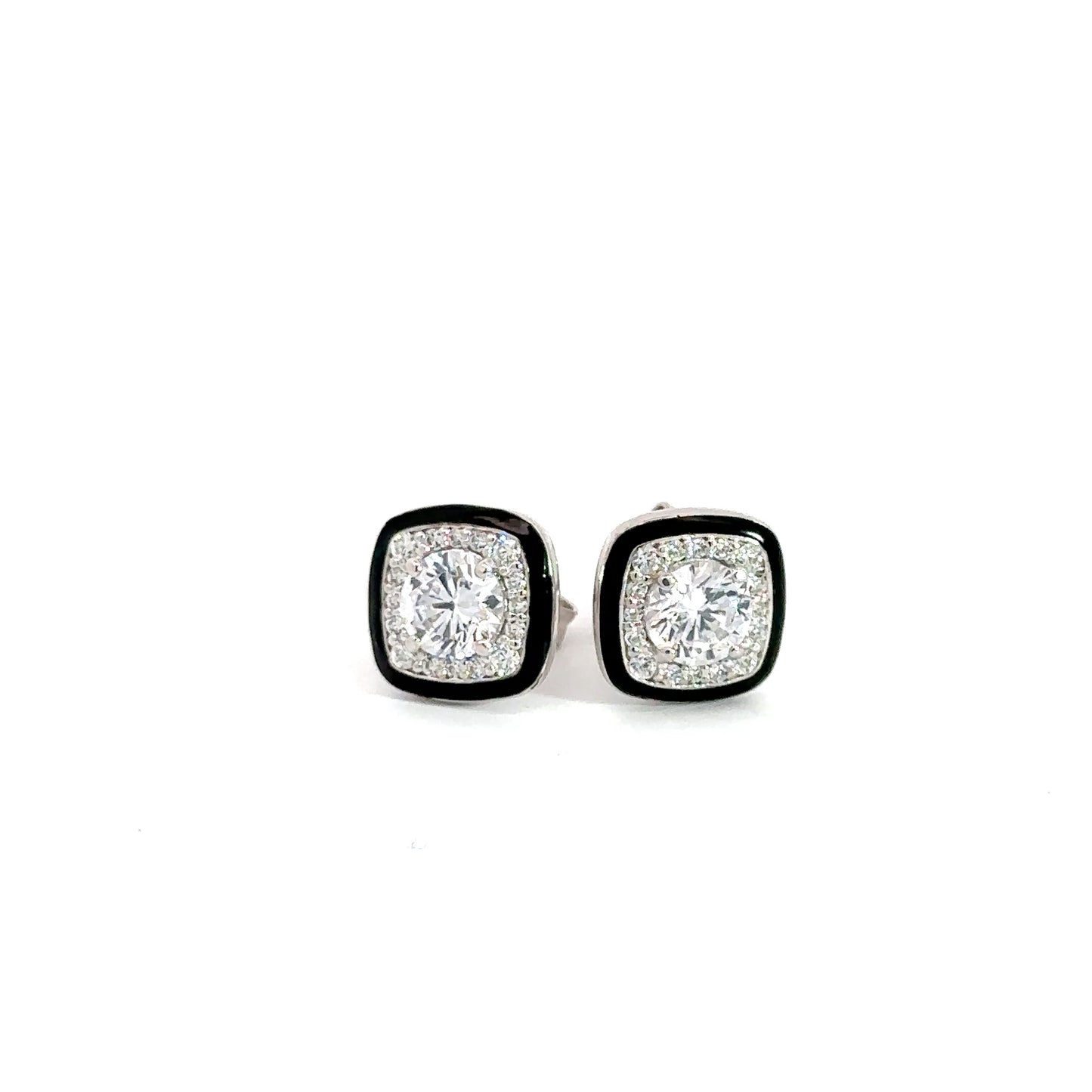 Sterling Silver Cubic Zirconia Square Earrings