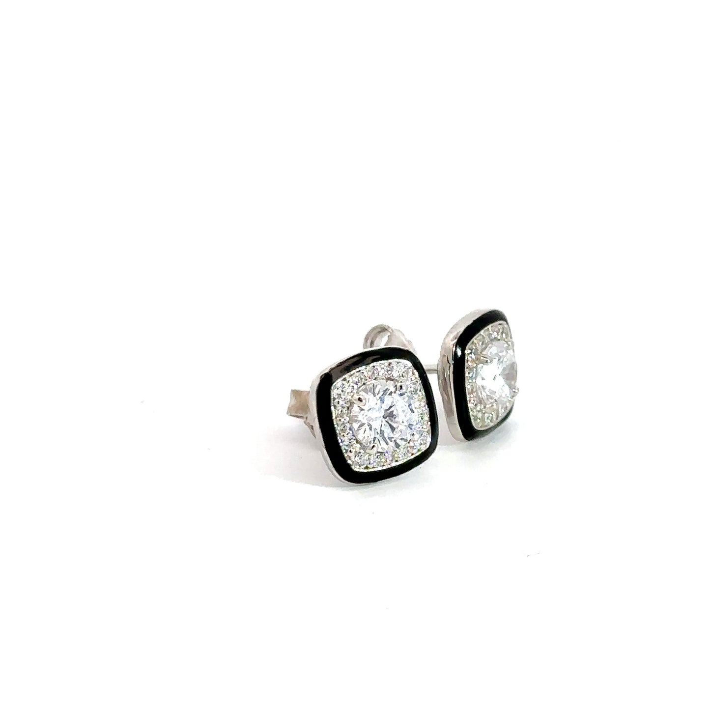 Sterling Silver Cubic Zirconia Square Earrings