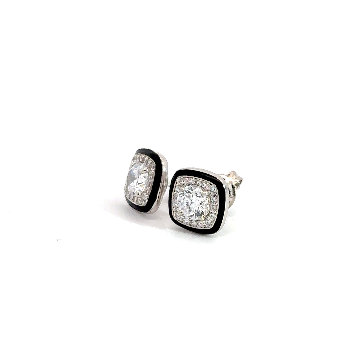 Sterling Silver Cubic Zirconia Square Earrings