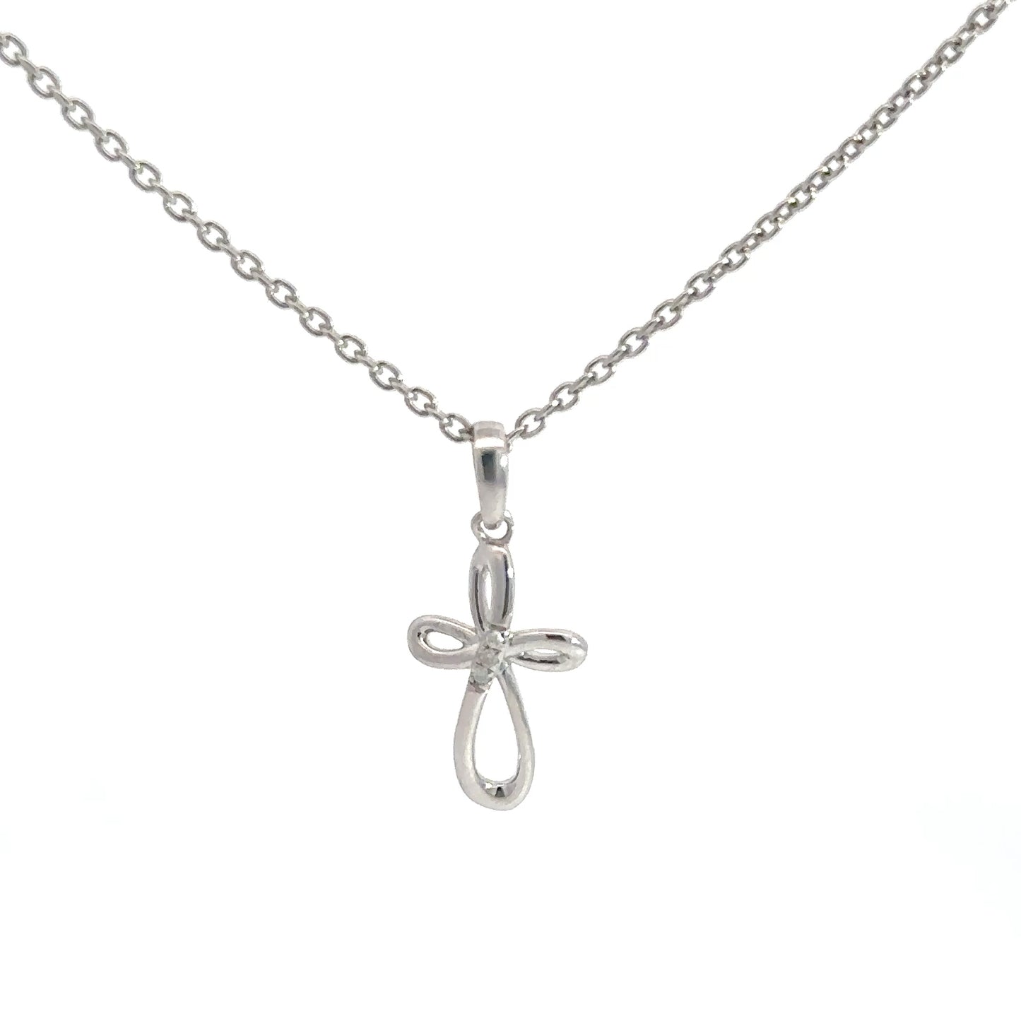 Sterling Silver Diamond Cross
