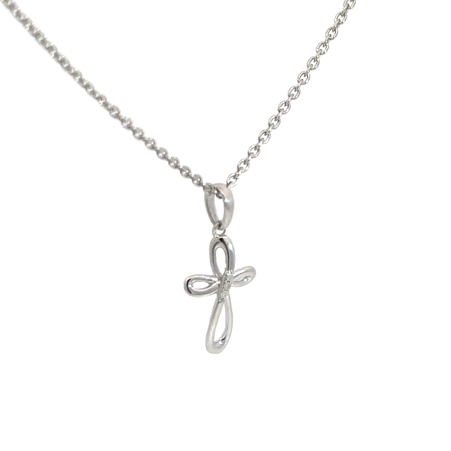 Sterling Silver Diamond Cross