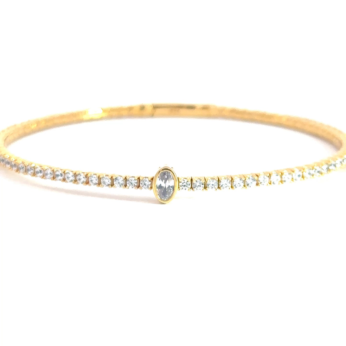 Yellow Gold Plated CZ Flex Bangle