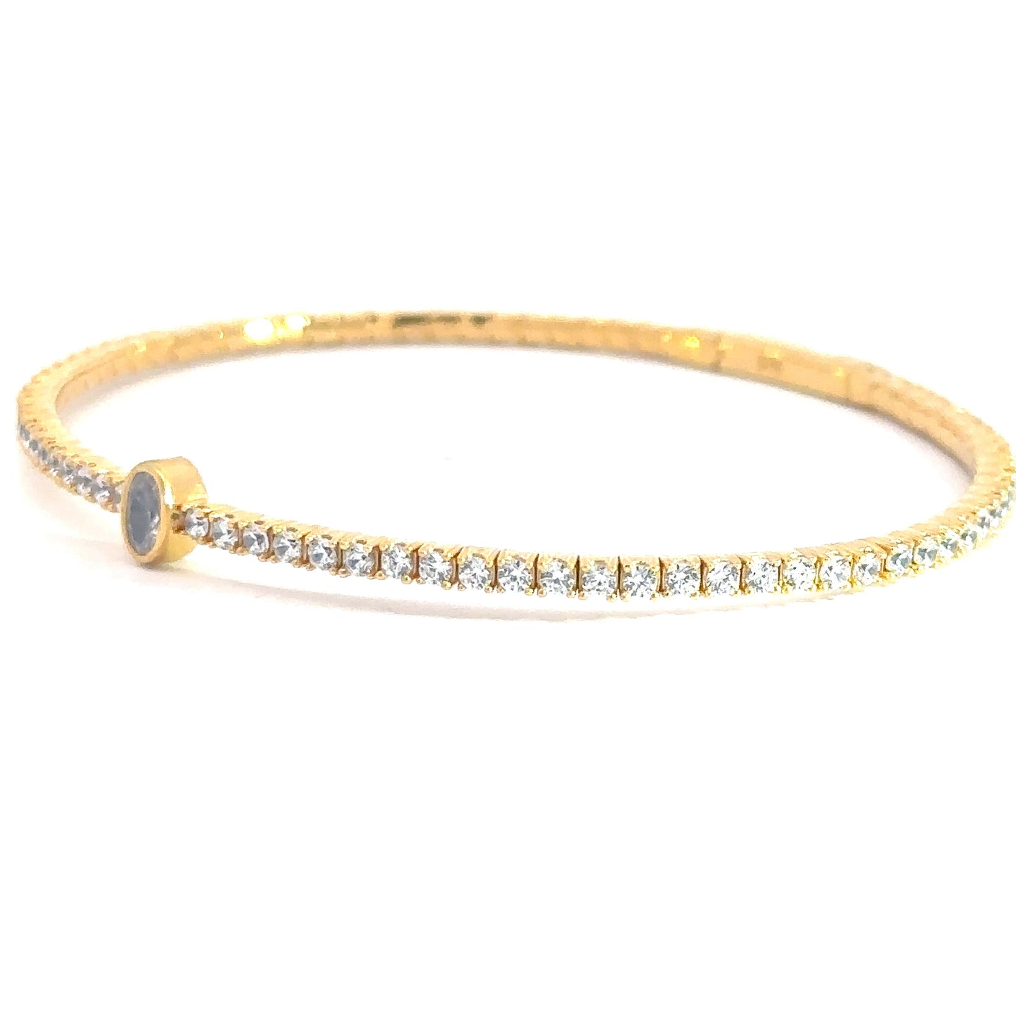 Yellow Gold Plated CZ Flex Bangle