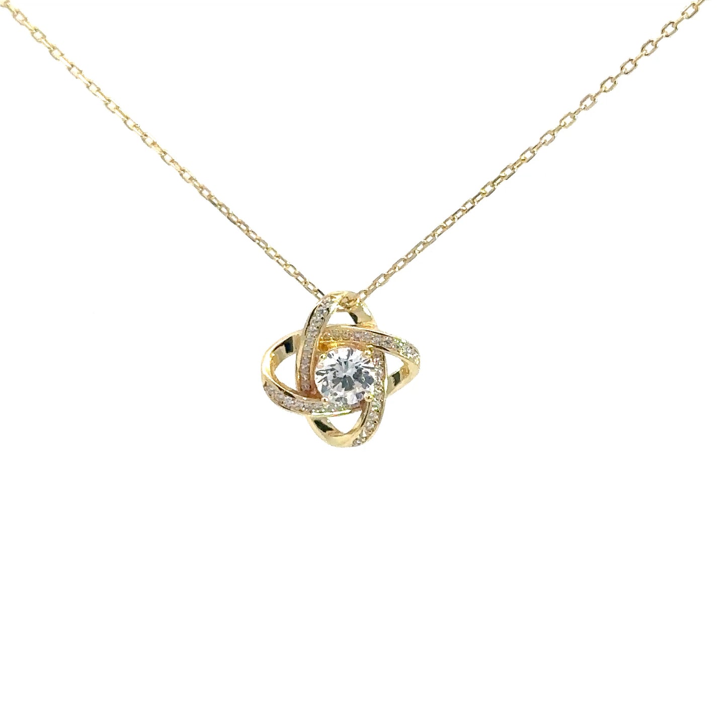 Gold Plated Cz Love Knot Necklace