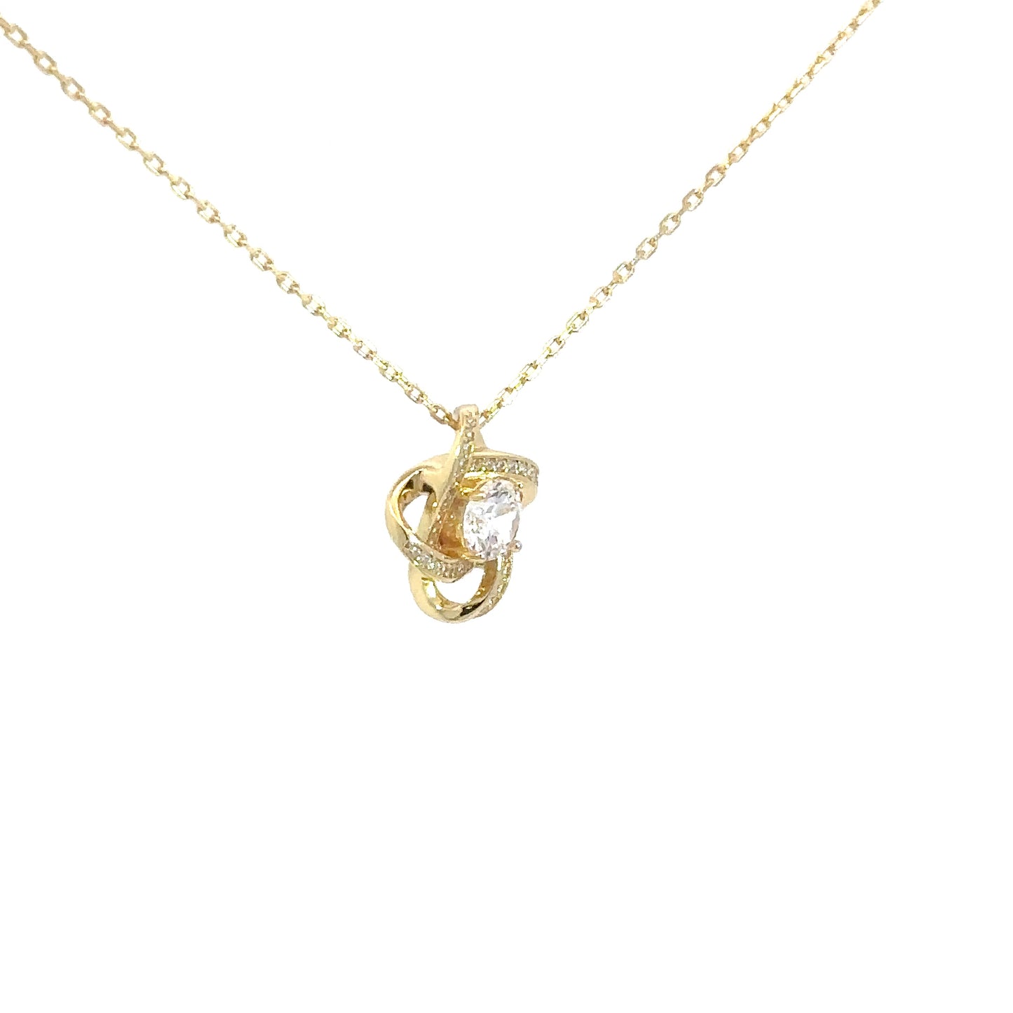 Gold Plated Cz Love Knot Necklace