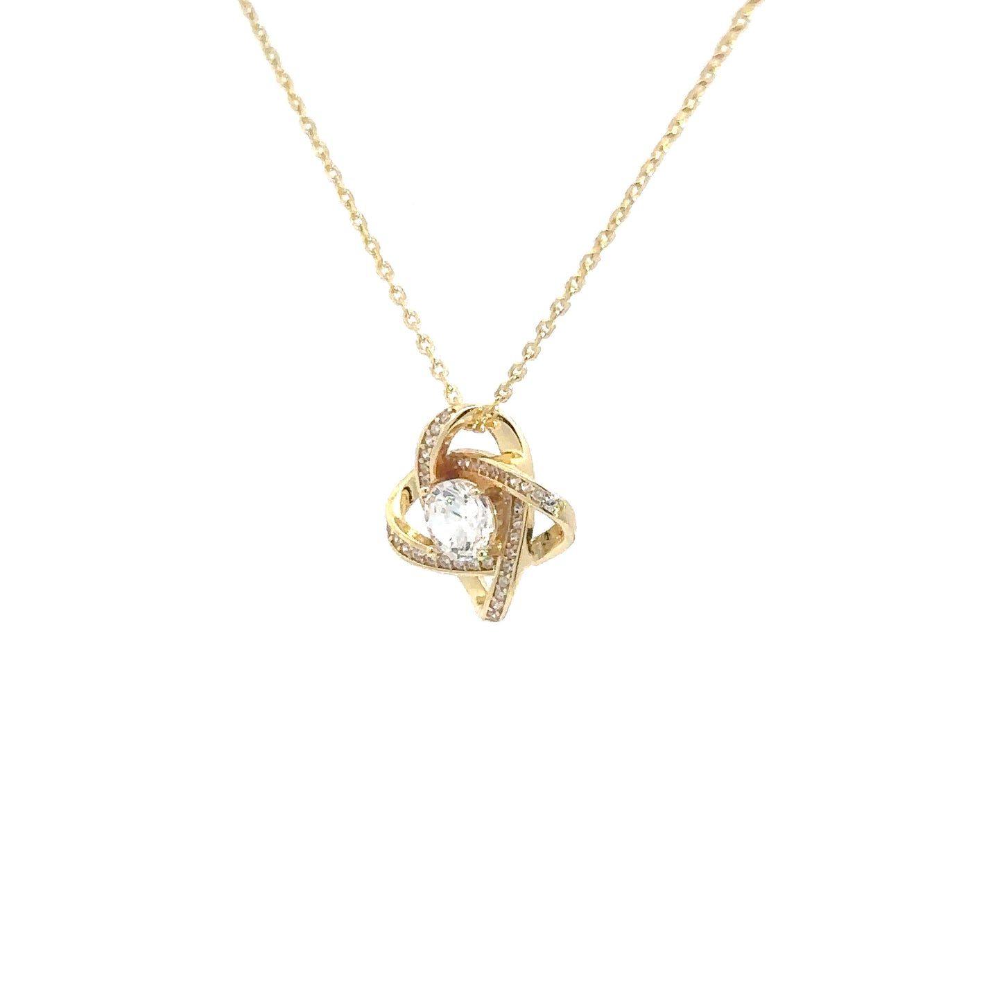 Gold Plated Cz Love Knot Necklace
