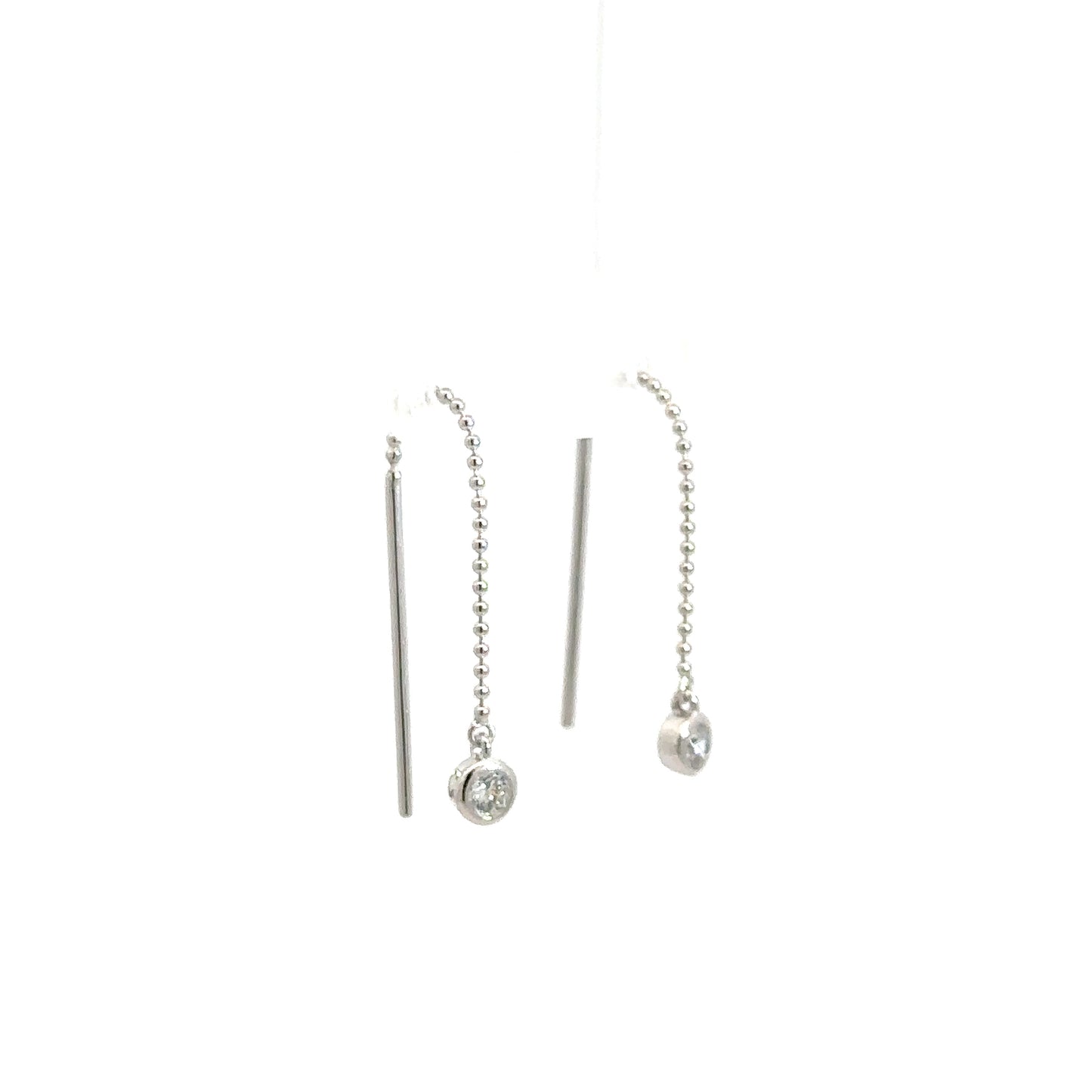 Sterling Silver Threader Simulated Diamond Earrings