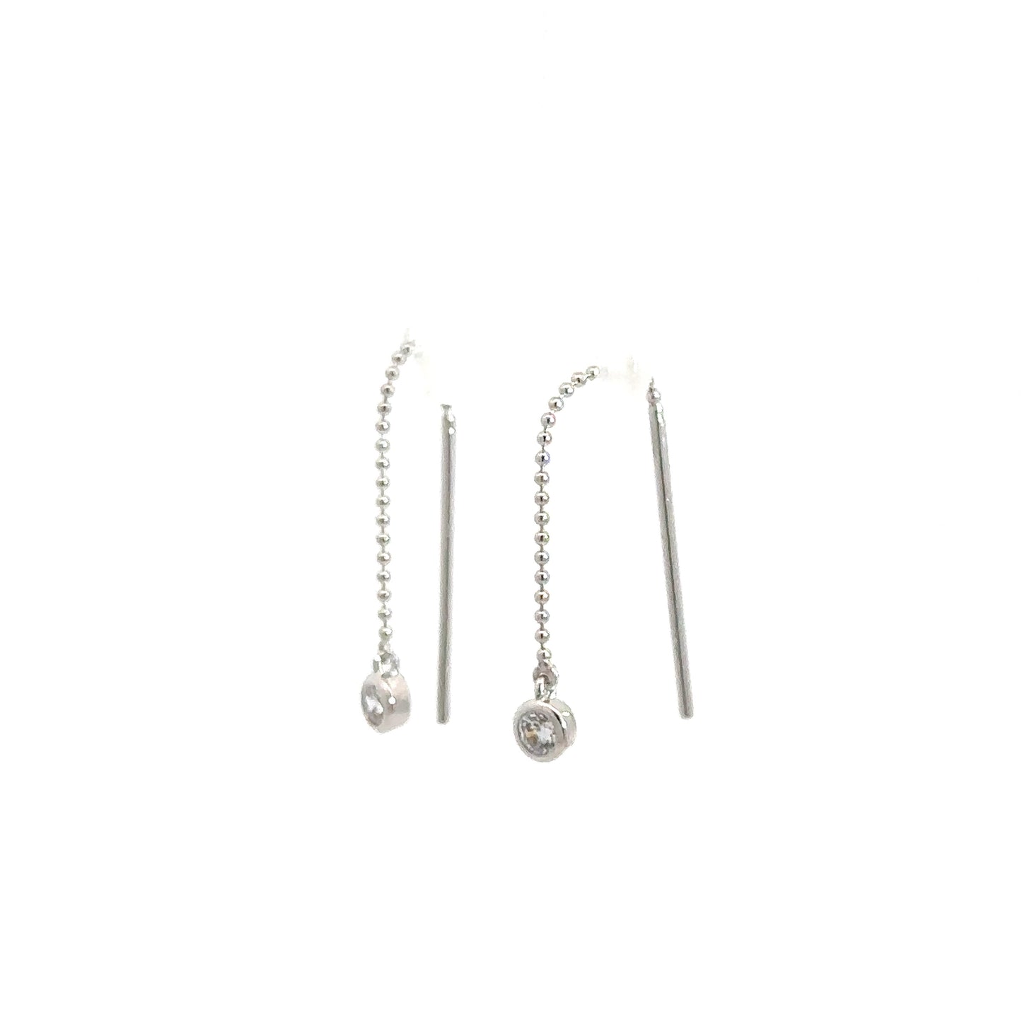 Sterling Silver Threader Simulated Diamond Earrings