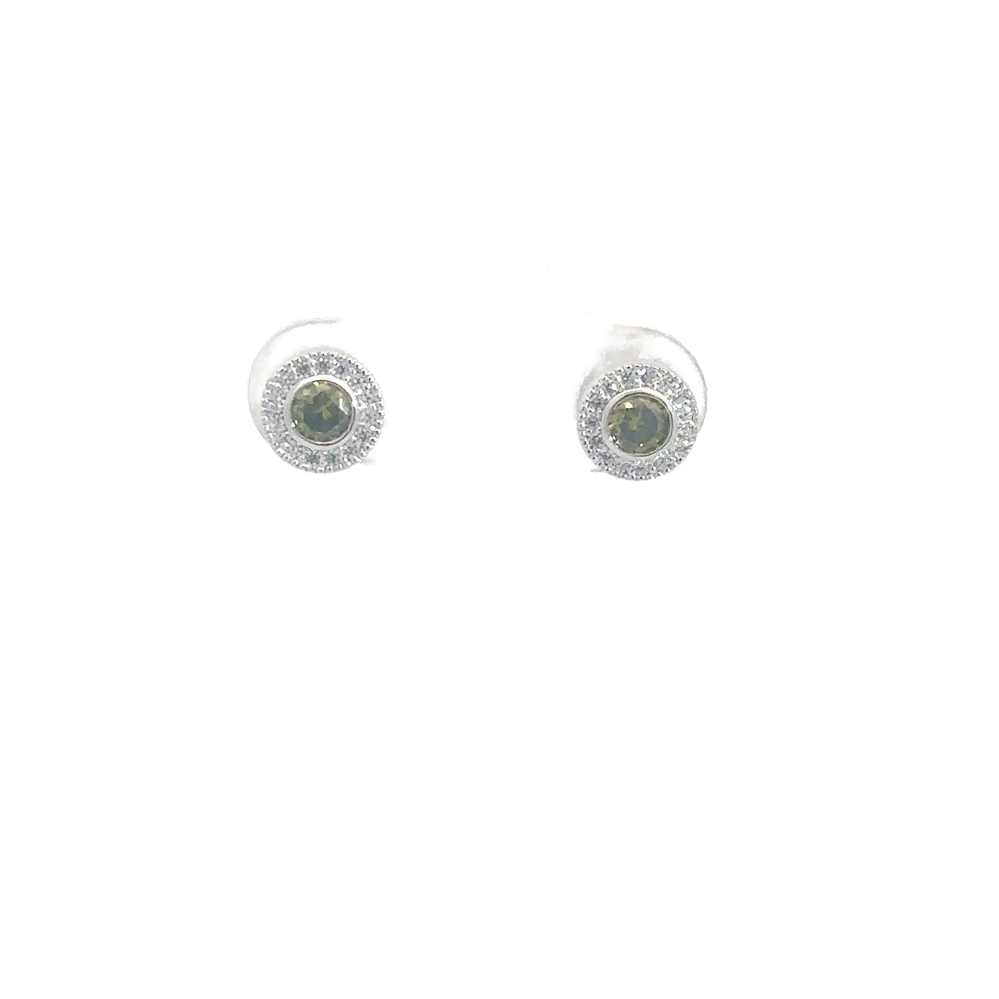 Sterling Silver Peridot & Simulated Diamond Earrings
