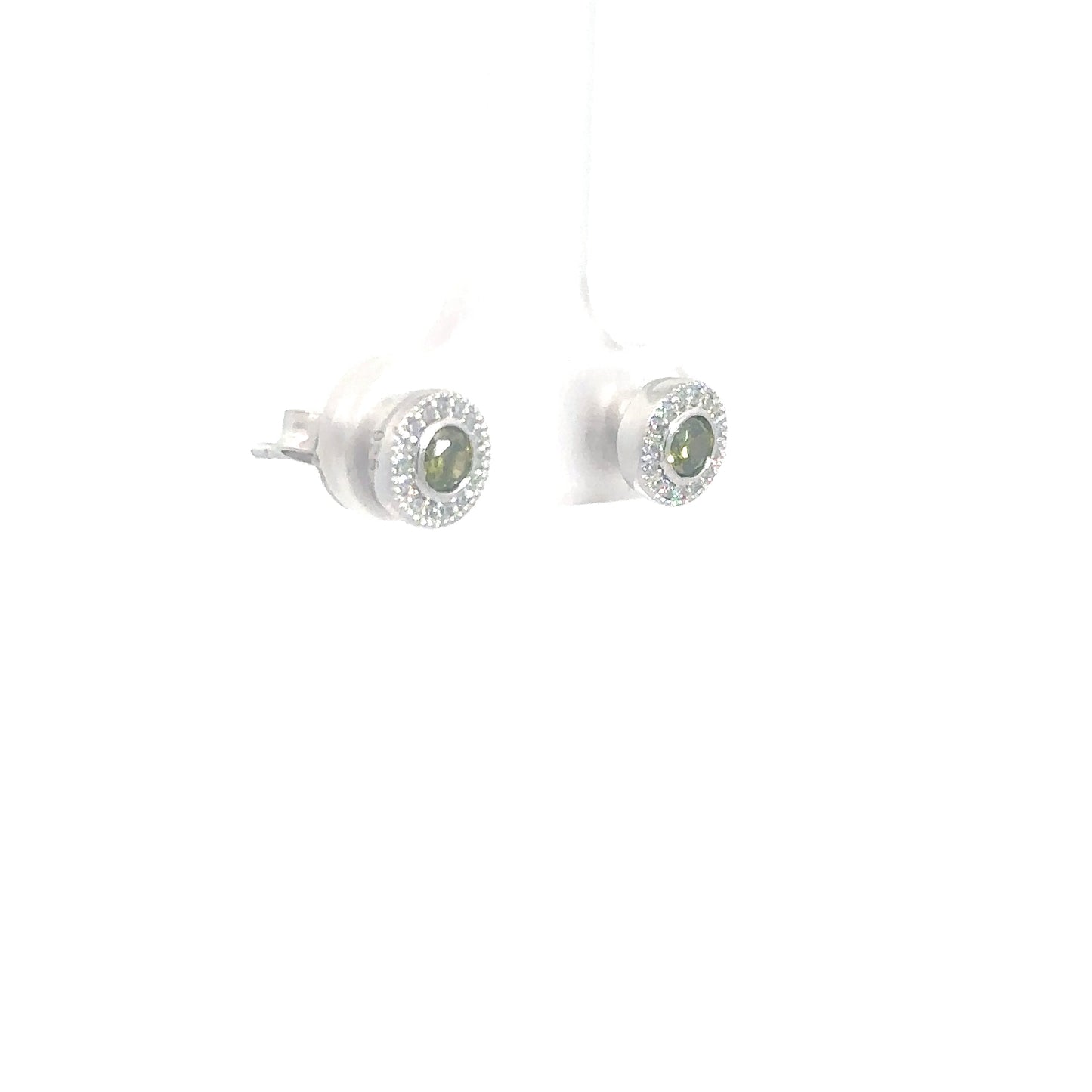 Sterling Silver Peridot & Simulated Diamond Earrings